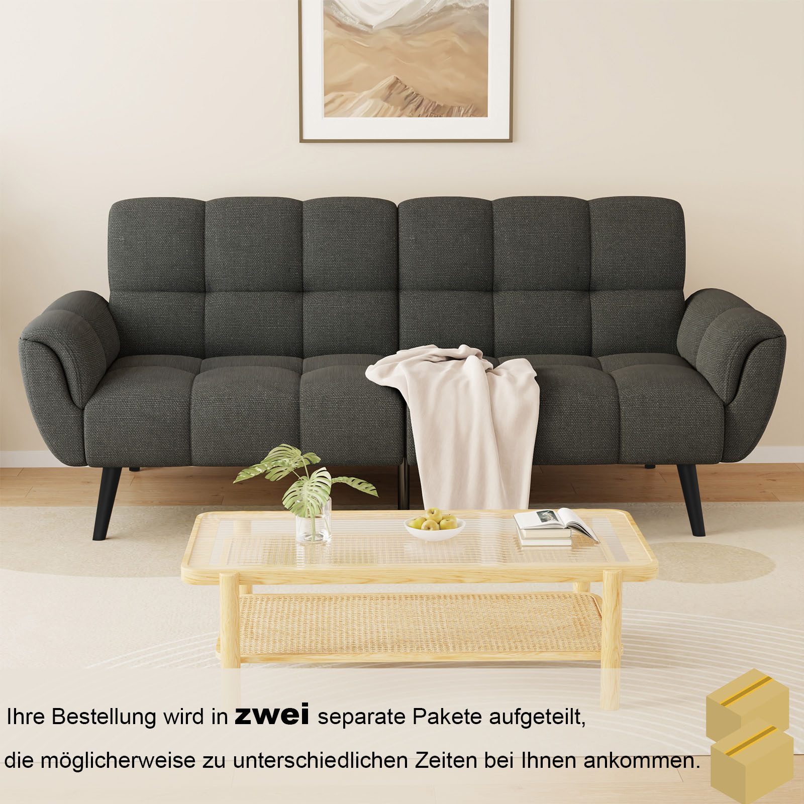 Jiexi 3-Sitzer Sofa Mit Schlaffunktion Klappsofa günstig online kaufen