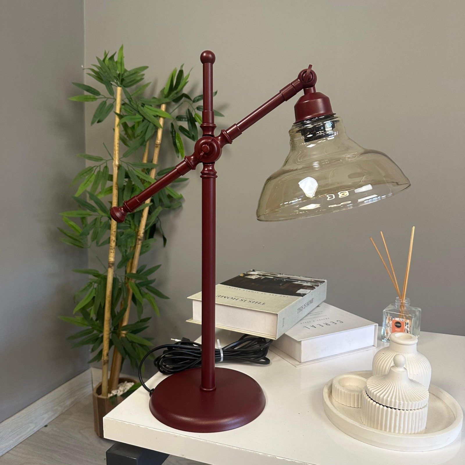 Bamyum Nachttischlampe Vishi Modern Glas Tischleute mit Kabel, ohne Leuchtmittel