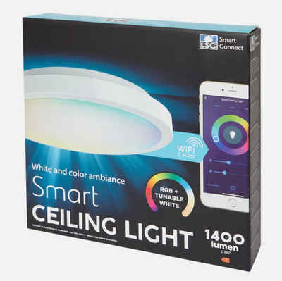 Spectrum LED Deckenleuchte LSC Smart Connect Deckenlampe Dimmbares Weiß- und RGB-Licht APP, LED fest integriert, Tageslichtweiß, Bunt