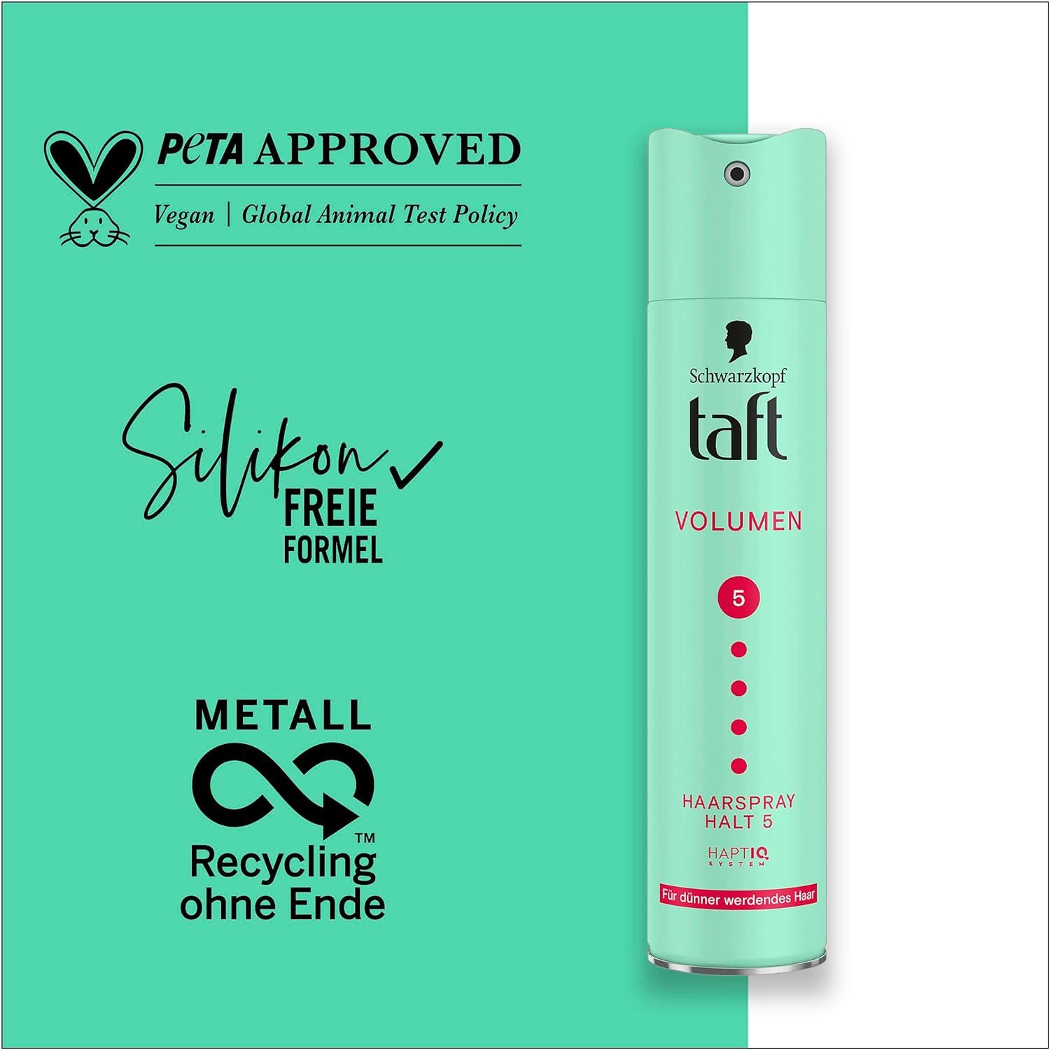 Taft Haarspray Schwarzkopf, Volumen für dünner werdende Haar, 1x 250ml, 1-tlg., Haltegrad 5, HAPTIQ-System