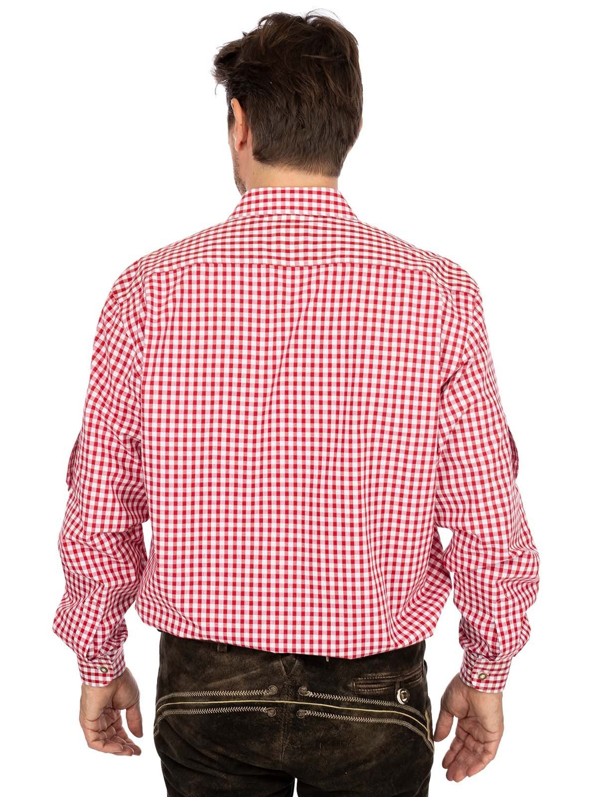 AMMERGAU Trachtenhemd OS-Trachten Langarmhemd Fit) (Regular rot Karo