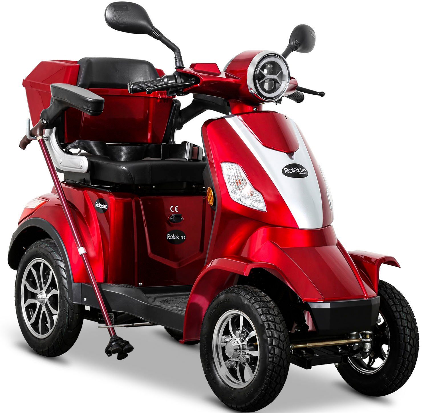 (mit Rolektro 15 Elektromobil E-Quad km/h, W, Topcase) 15, Blei-Gel-Akku, 1000