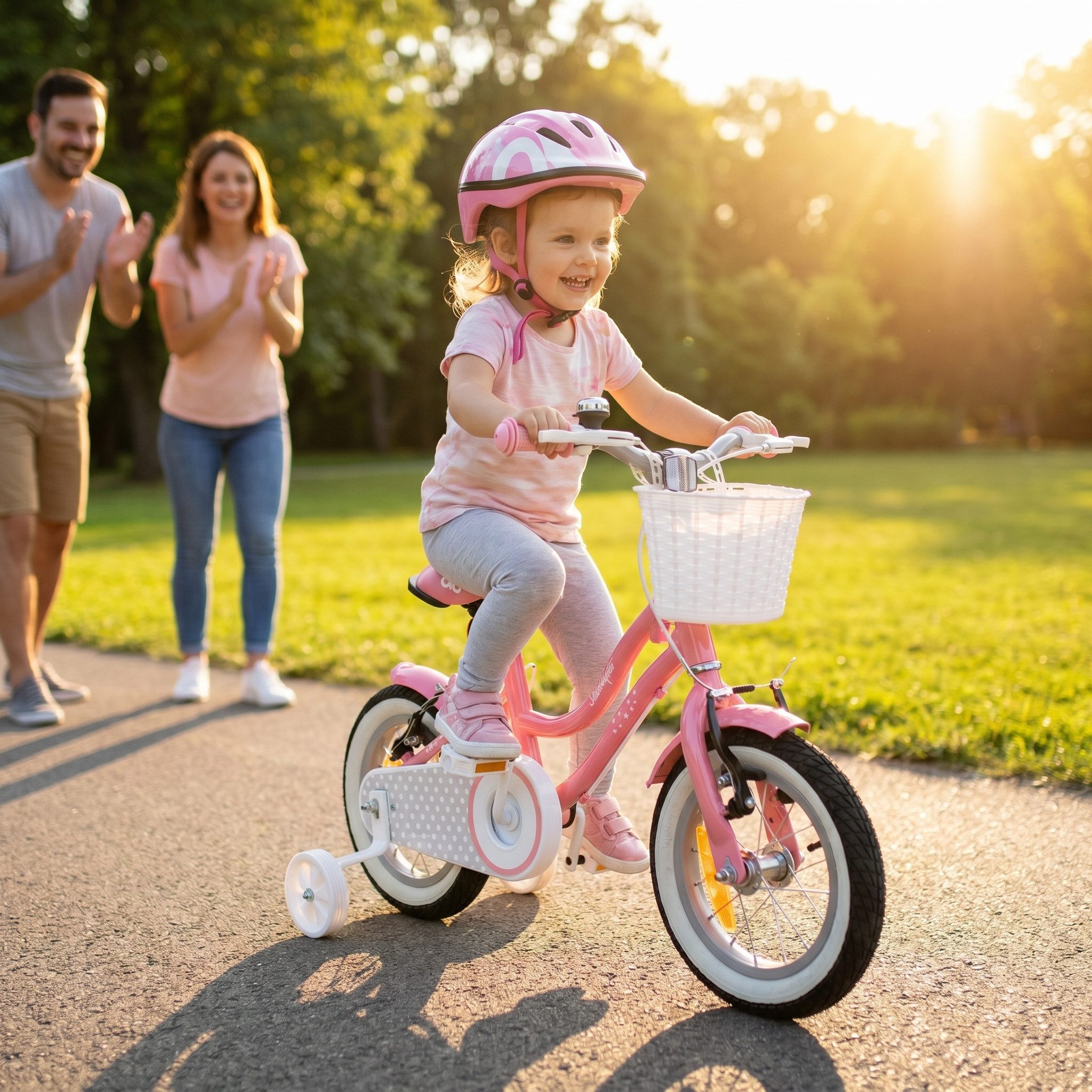 Actionbikes Motors Kinderfahrrad Starlight inkl. Fahrradkorb, 1 Gang, (Kinder Fahrrad, Fahrrad für Kinder, Fahrrad ab 2 Jahre, V-Brake-Bremse, Fahrradständer, 20 Zoll, 16 Zoll & 12 Zoll), höhenverstellbares Bike Mädchen Rad Kinderrad ab 2 Jahre
