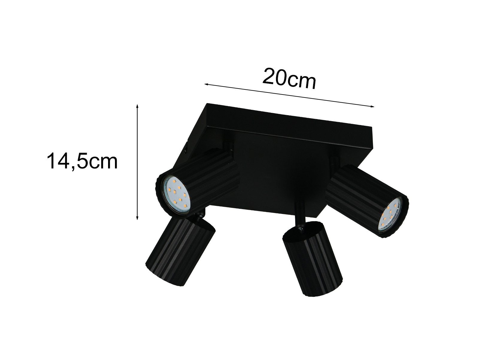 TRIO Leuchten LED Deckenstrahler, Dimmfunktion, LED wechselbar, Warmweiß, Innen Strahler mit 4 schwenkbaren Spots aus Metall, 20 x 20cm