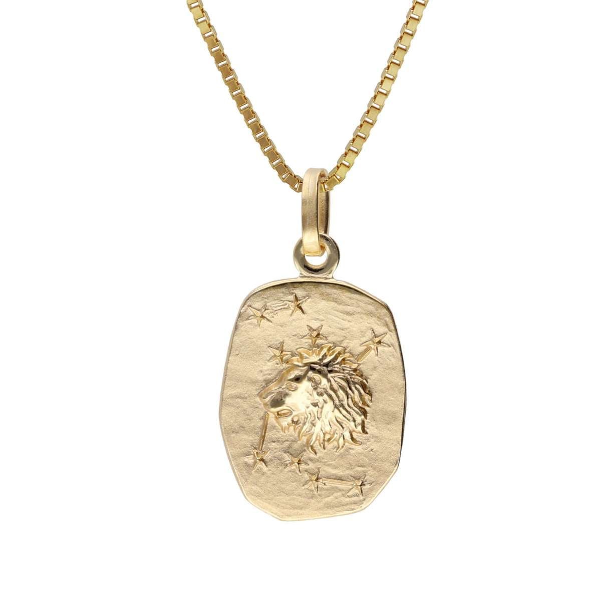trendor Kette mit Anhänger 15382-08, Löwe Sternzeichen Gold 333 / 8K mit vergoldeter Silberkette