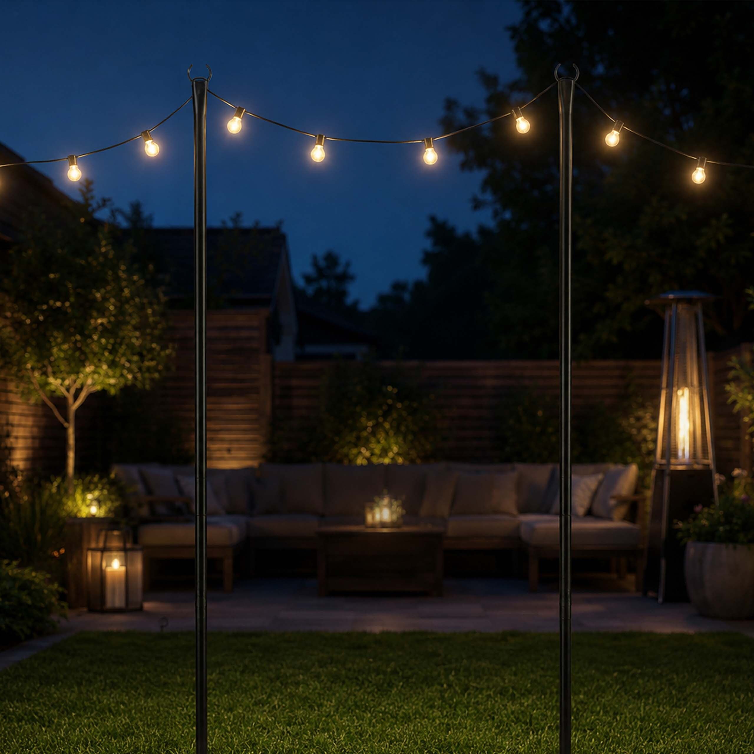 relaxdays Gartenstecker Lichterkettenstangen Set outdoor 3 m (6-St) 6er Pack – Bild 3 von 5