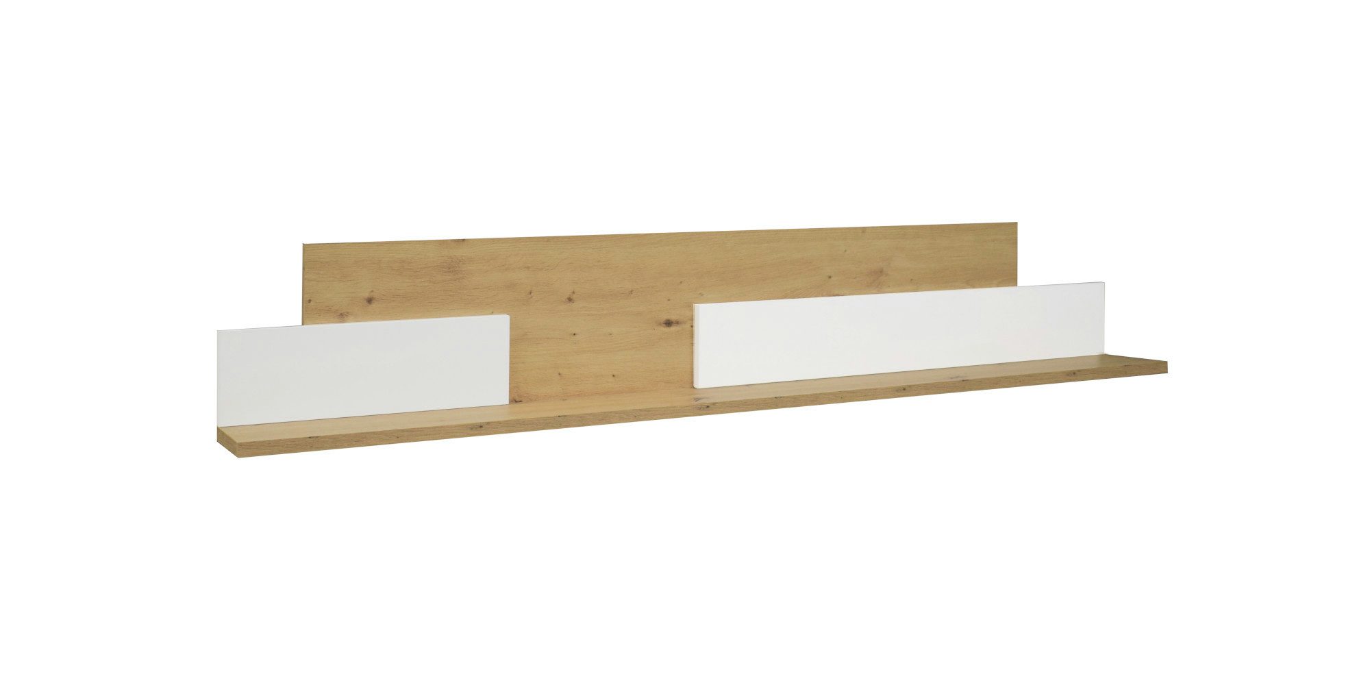 möbel-direkt.de Wohnzimmer-Set Wandboard Faro Ice White und Asteiche