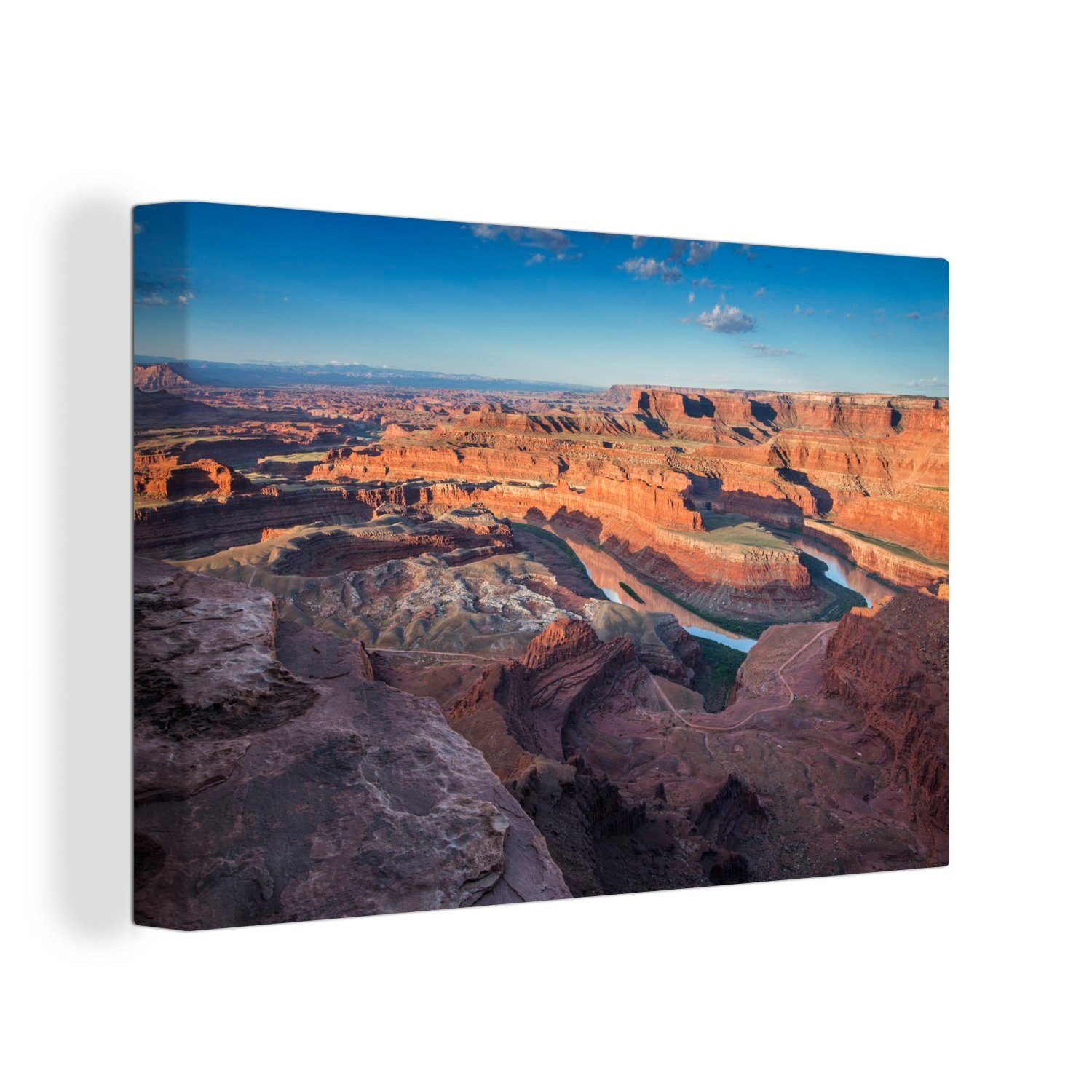 OneMillionCanvasses® Leinwandbild Strahlend blauer Himmel über dem Grand Canyon und dem Colorado River, (1 St), Wandbild Leinwandbilder, Aufhängefertig, Wanddeko, 30x20 cm
