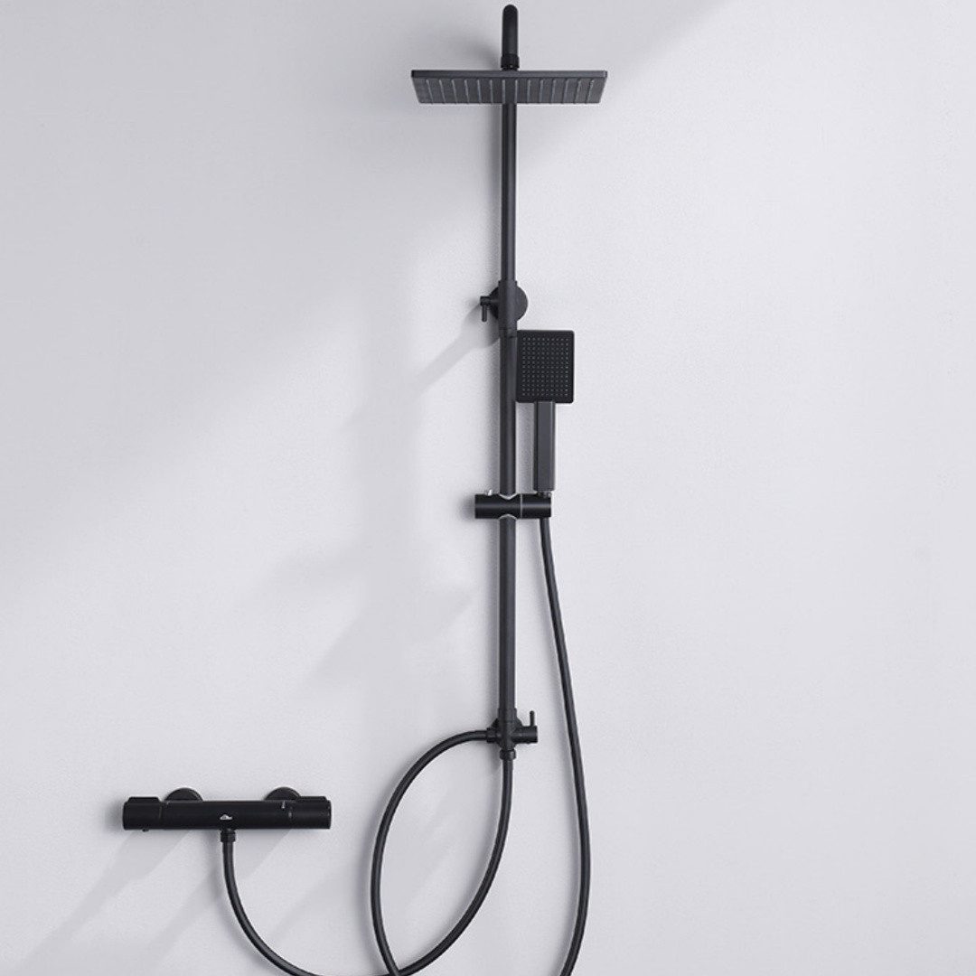 Thumbnail - Auralum Max Duschsystem mit Thermostat und Duschsäule mit Handbrause Regendusche, Höhe 109 cm, 2 Strahlart(en), Duscharm...