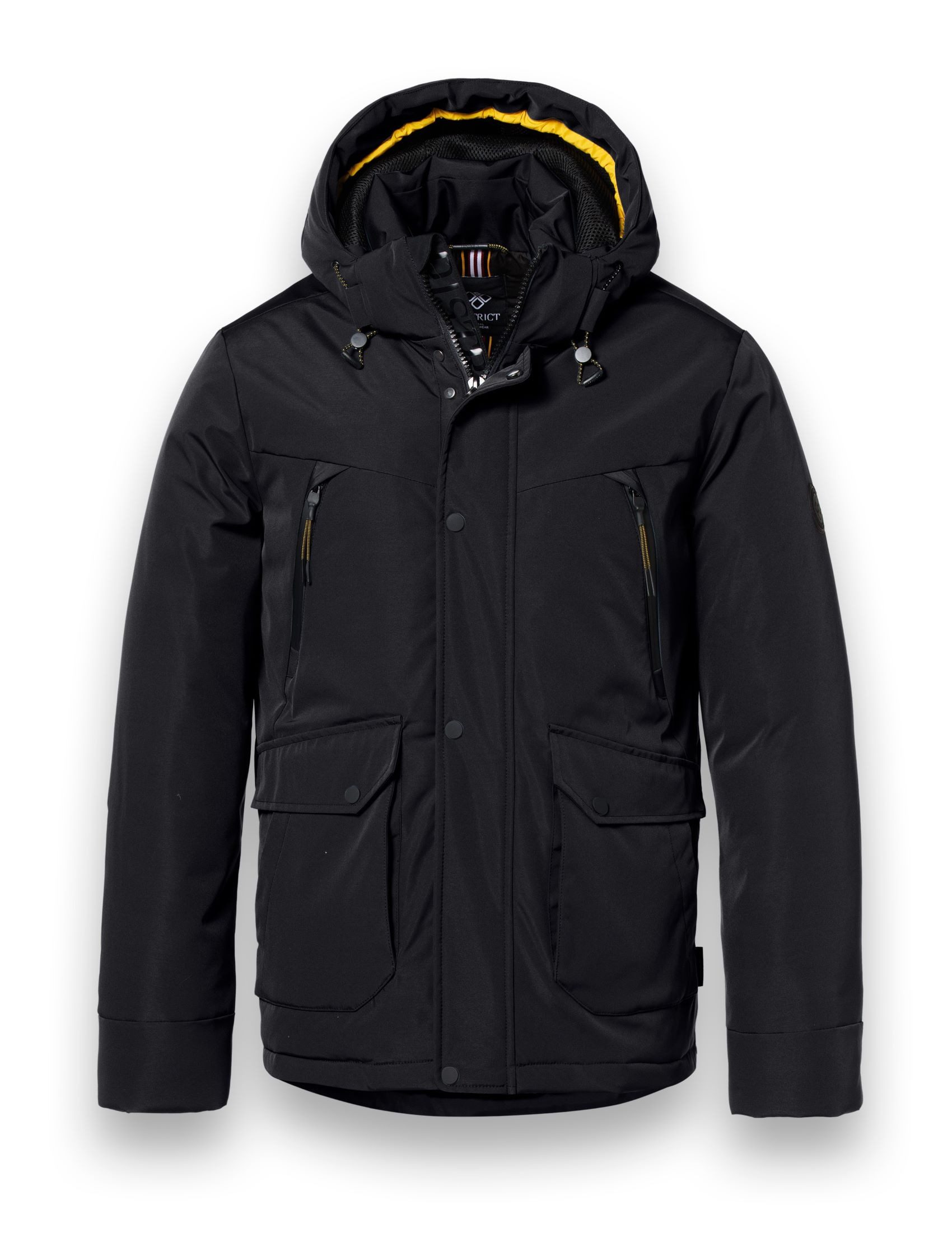 District Winterjacke Wolf mit Kapuze (winddicht, leichte wattierung, warm) schwarz Herren