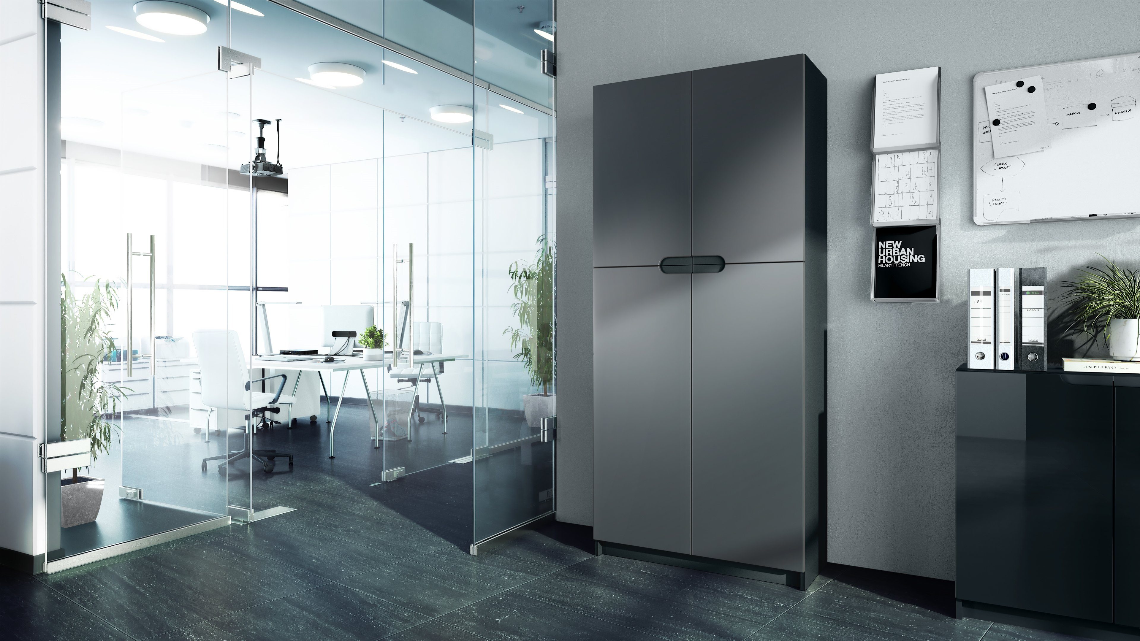 Vladon Aktenschrank Logan (Aktenschrank, mit 5 Fächern und 4 Türen) Schwarz günstig online kaufen