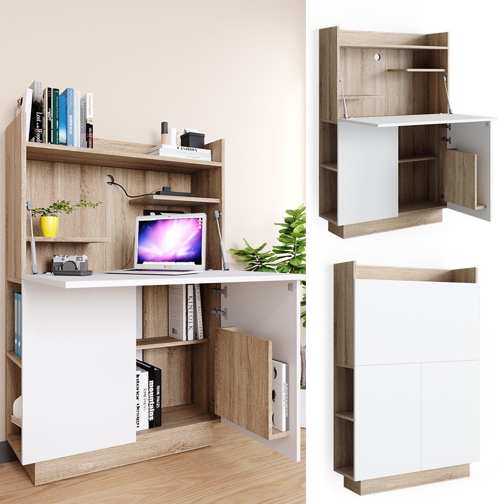 Vicco Regal-Schreibtisch Alena, Weiß/Sonoma, 85 x günstig online kaufen