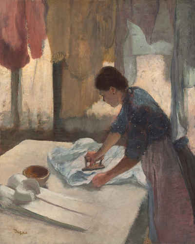 Kunstdruck Woman Ironing Edgar Degas Frauen Hausarbeit Bügeln Wäsche Bügeleisen B, (1 St)