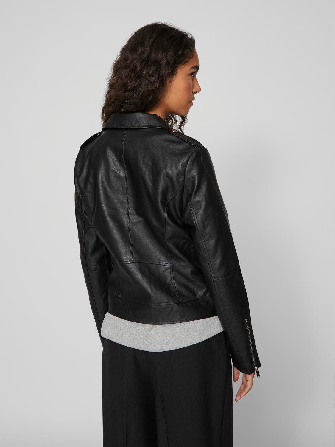 Vila Lederimitatjacke VICARA COATED JACKET - NOOS mit Biker Details – Bild 4 von 5