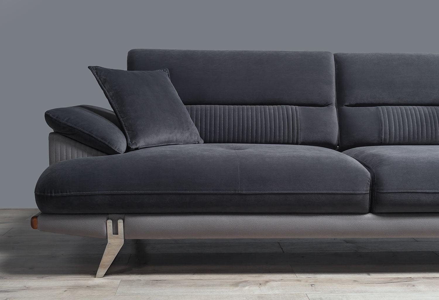Europa Sofa Dreisitzer, Möbel Sofa Stoff Sitzer 3 Schwarz Teile, 1 Sofas Made Modern Stil in JVmoebel Textil