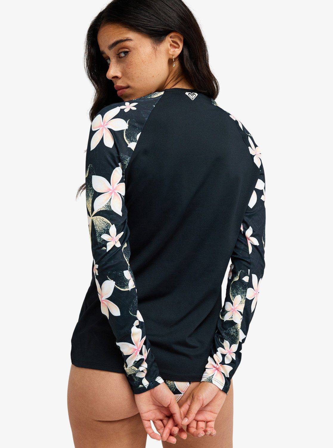 Roxy Strandshirt LS LYCRA Kurzarm-Design, mit Rundhalsausschnitt, aus Polyester und Elasthan