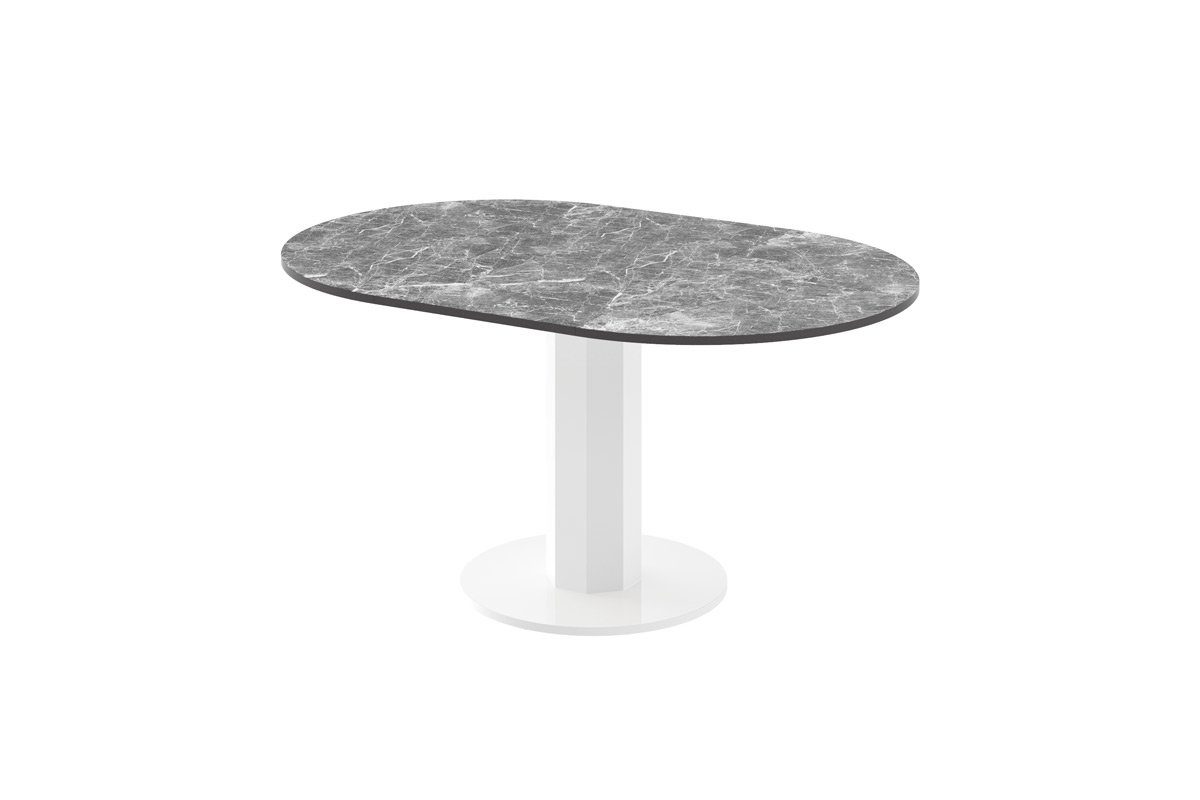 rund Esstisch Marmor 100-148cm Esstisch - Hochglanz HES-111 Design oval designimpex Hochglanz Hochglanz ausziehbar Weiß Tisch dunkel