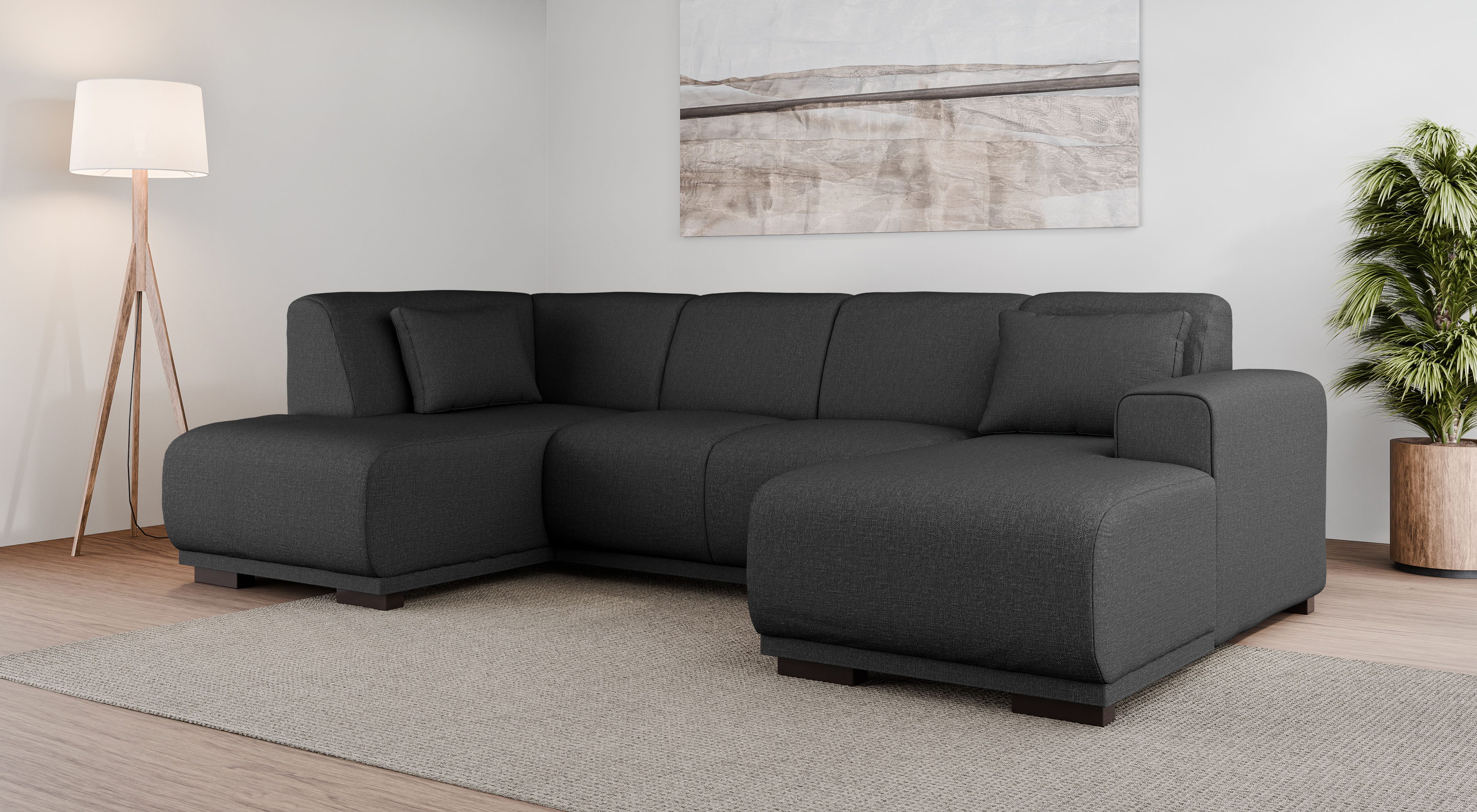 Home affaire Wohnlandschaft BORNHOLM U-Form mit Recamiere rechts/links, B/T/H: 300/162/85 cm, U-Form mit Wellenunterfederung, Recamiere rechts oder links bestellbar