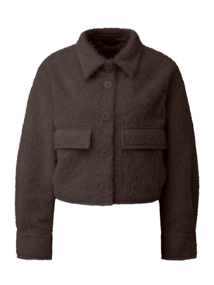 QS Wolljacke braun,Outdoor,Polyester,Unifarben,Hemdblusenkragen,Langarm,Loose Fit