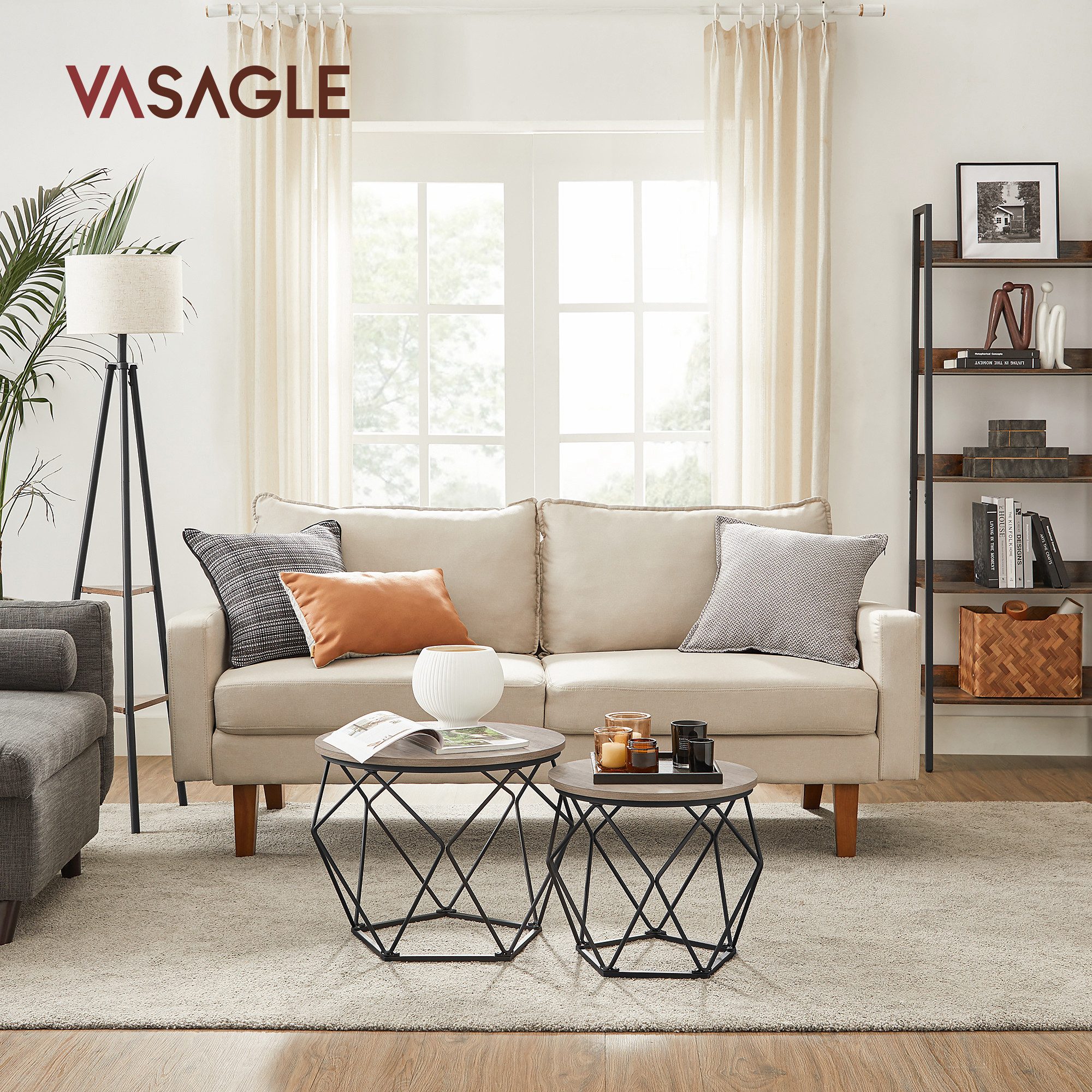 VASAGLE Couchtisch (2er Set), Beistelltisch, abnehmbare Tischplatte, Ø50x40 günstig online kaufen