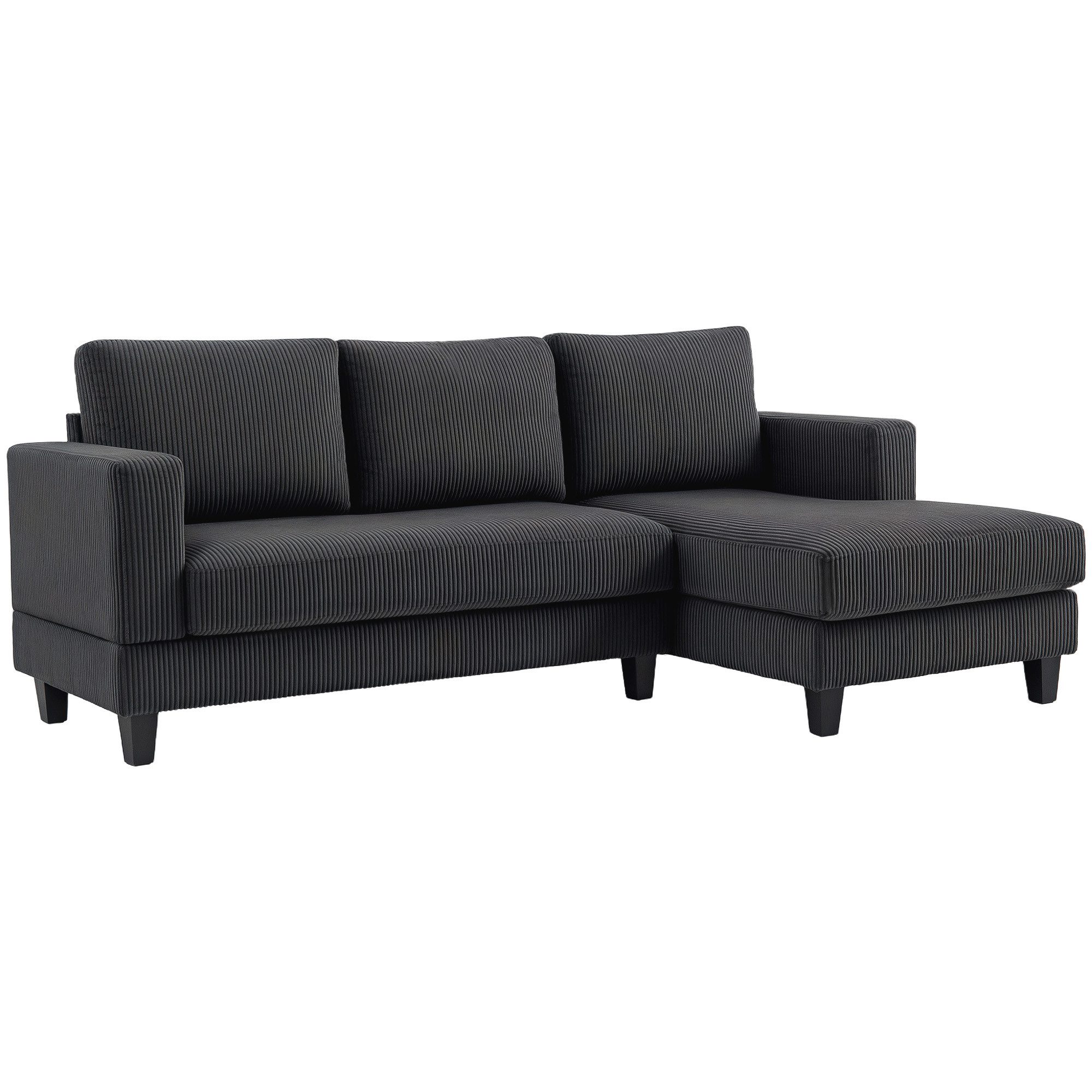 Ecksofa Sofa mit Chaiselongue Cord-Optik Hochdichtem Schaumstoff, bis 400 kg