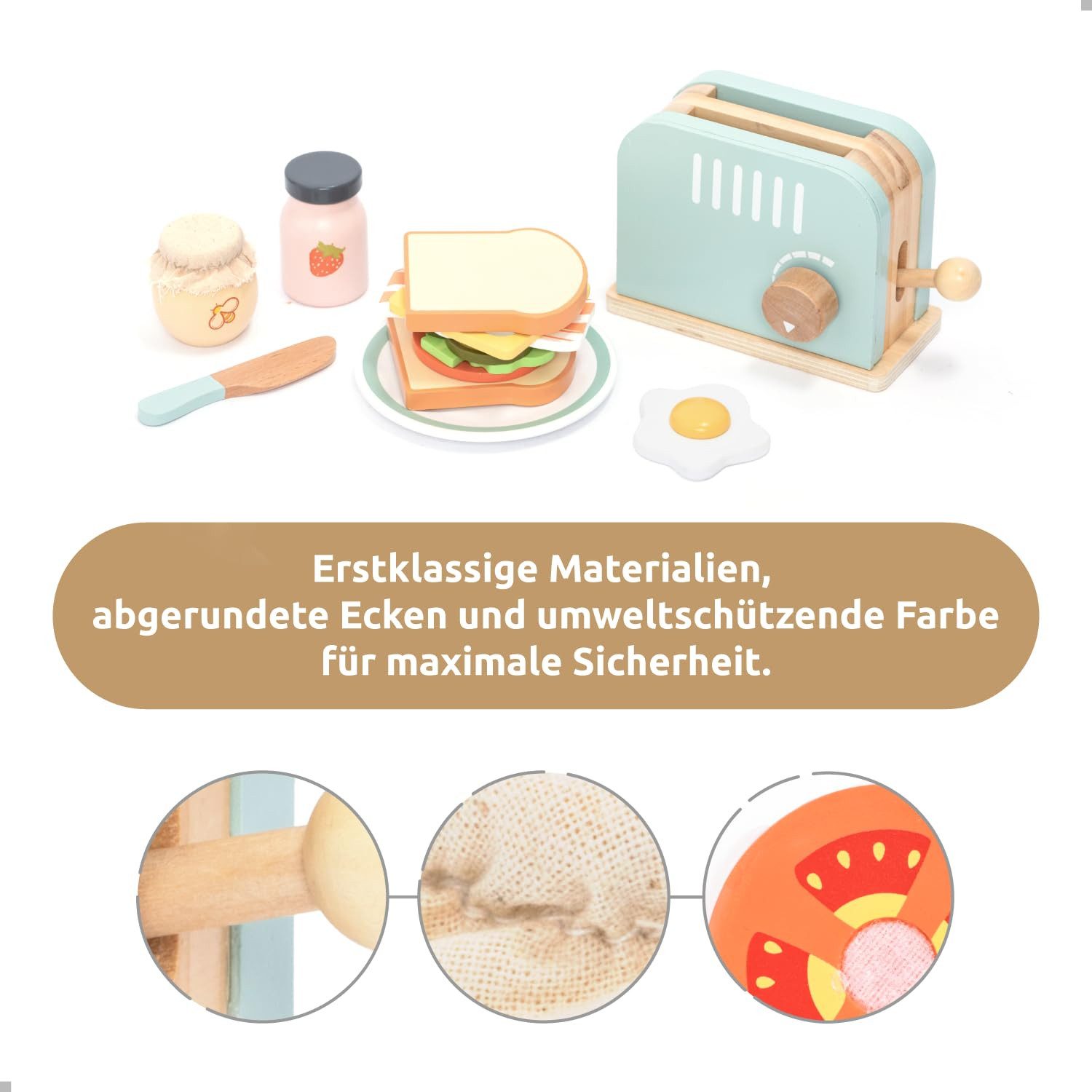 CLTYQ Spiellebensmittel Holz Toaster & Sandwich Küchenspielzeug,Montessori günstig online kaufen