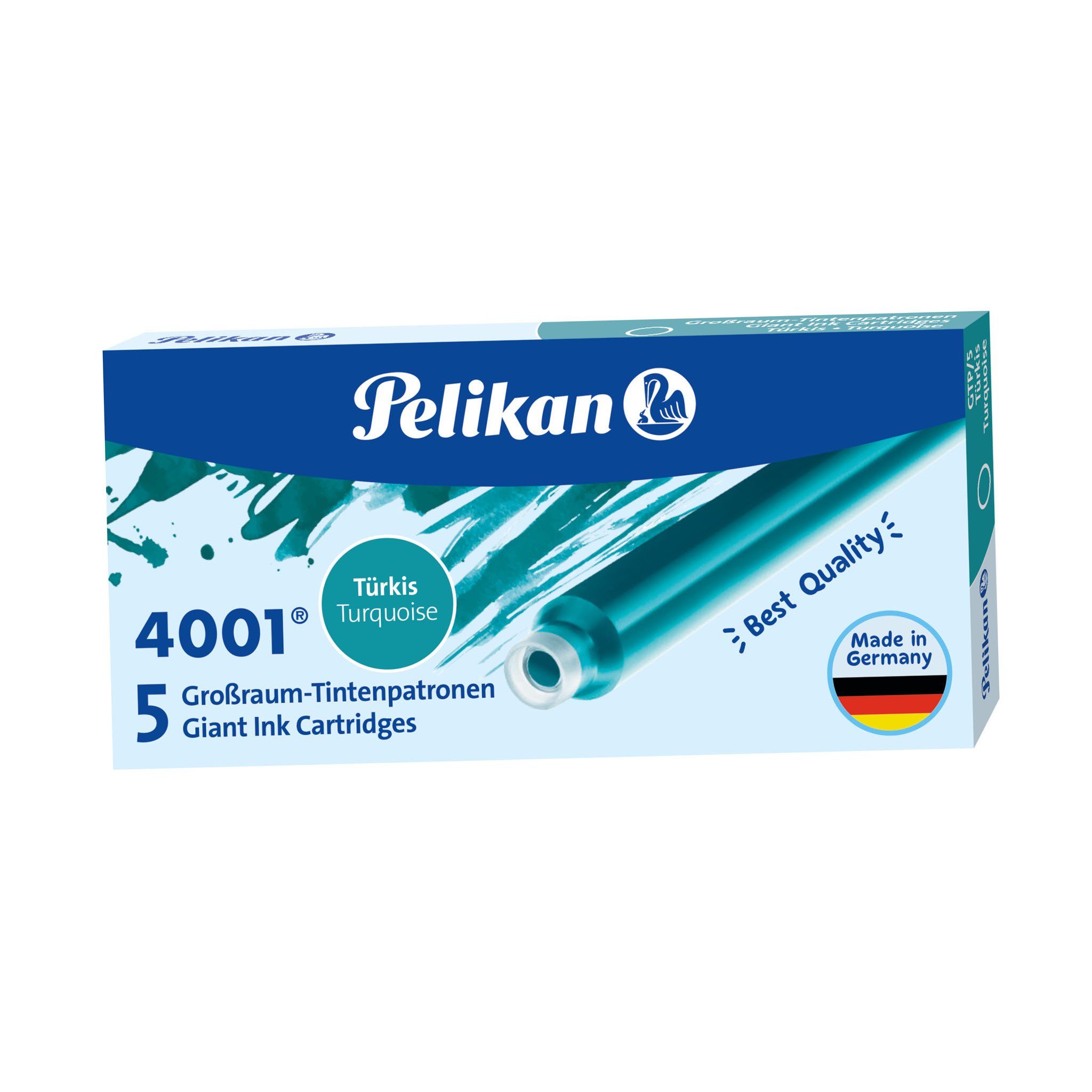 türkis Pelikan GTP/5, Füllfederhalter 4001 Pelikan Großraum-Tintenpatronen