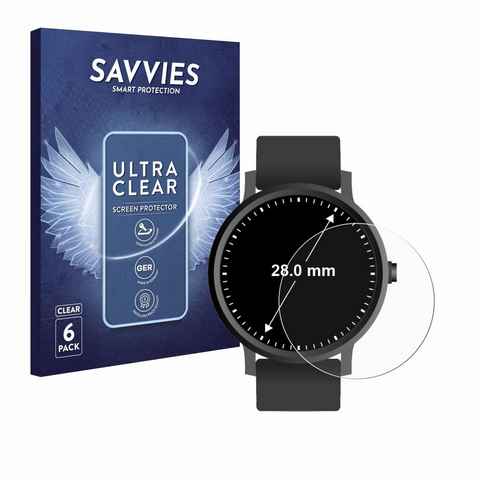 Savvies Schutzfolie für Armbanduhren (Kreisrund, ø: 28 mm), Displayschutzfolie, 6 Stück, Folie klar