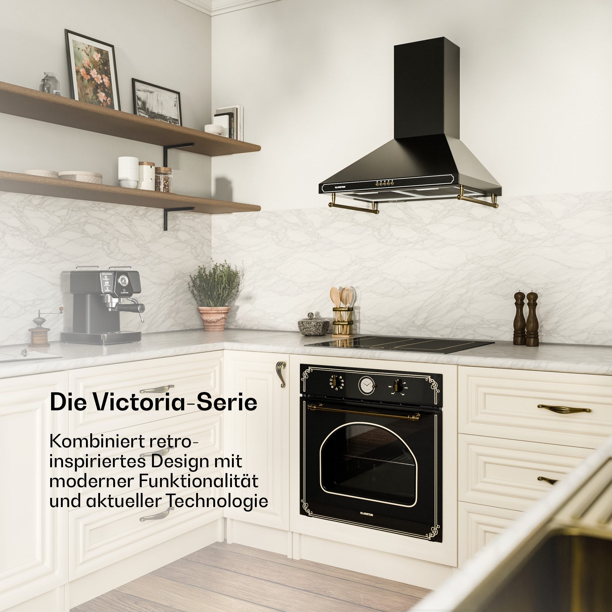 Klarstein Deckenhaube Victoria 60 Dunstabzugshaube Serie Victoria 60 Wandhaube 60 cm Retro-Bronze 644,5 m³/h 3 Modi LED Alu Victoria 60 Dunstabzugshaube, Abluft oder Umluft Abzughsaube Dunstabzug Ablufthaube Umlufthaube
