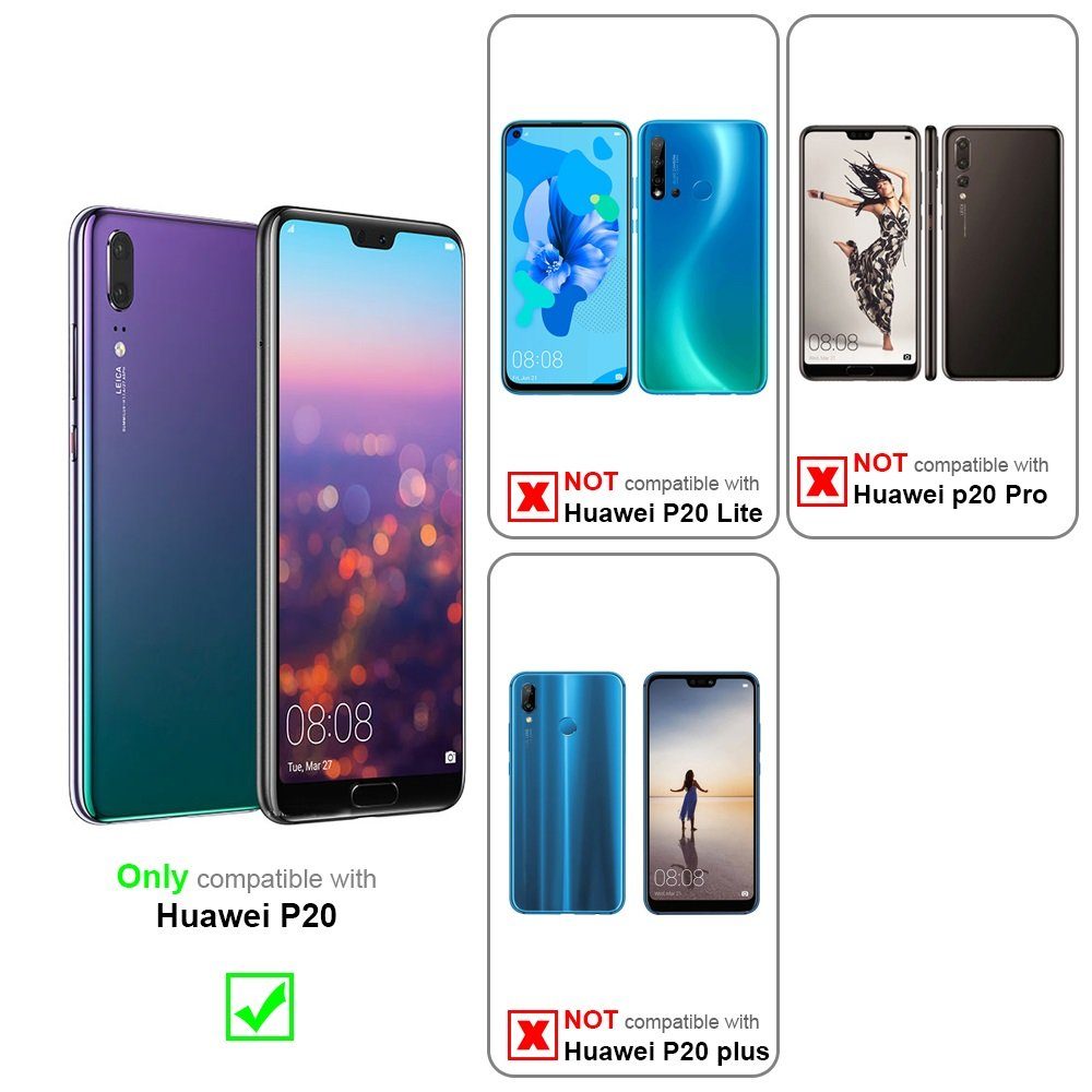 Cadorabo Handyhülle für Huawei P20 Hülle Huawei P20, Schutzhülle Hülle mit Standfunktion, Magnetverschluss und Kartenfach