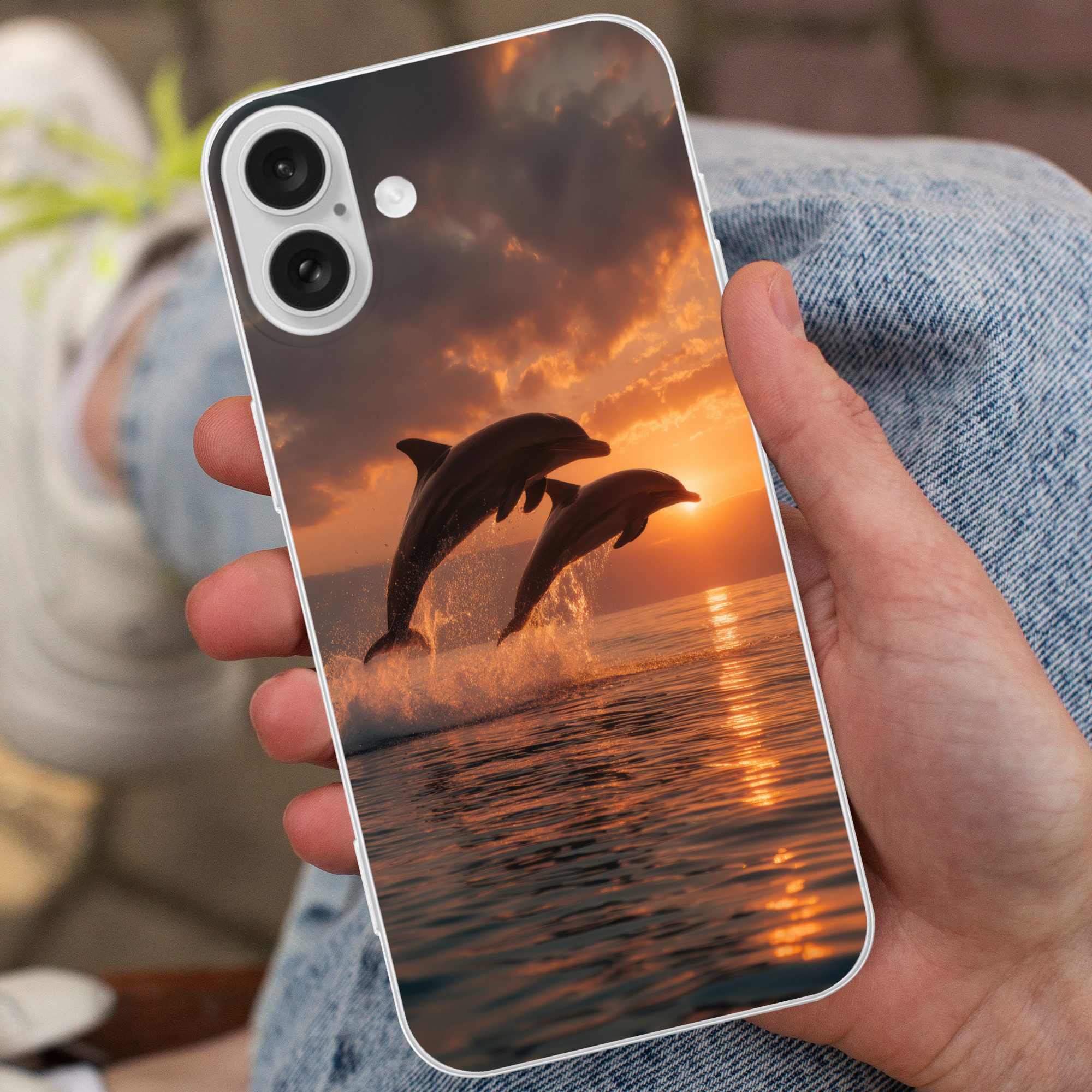 MuchoWow Handyhülle für Apple iPhone 16 Plus Delfine - Meer - Realistisch, Smartphone-Bumper, Print, Handy Schutzhülle Dünn
