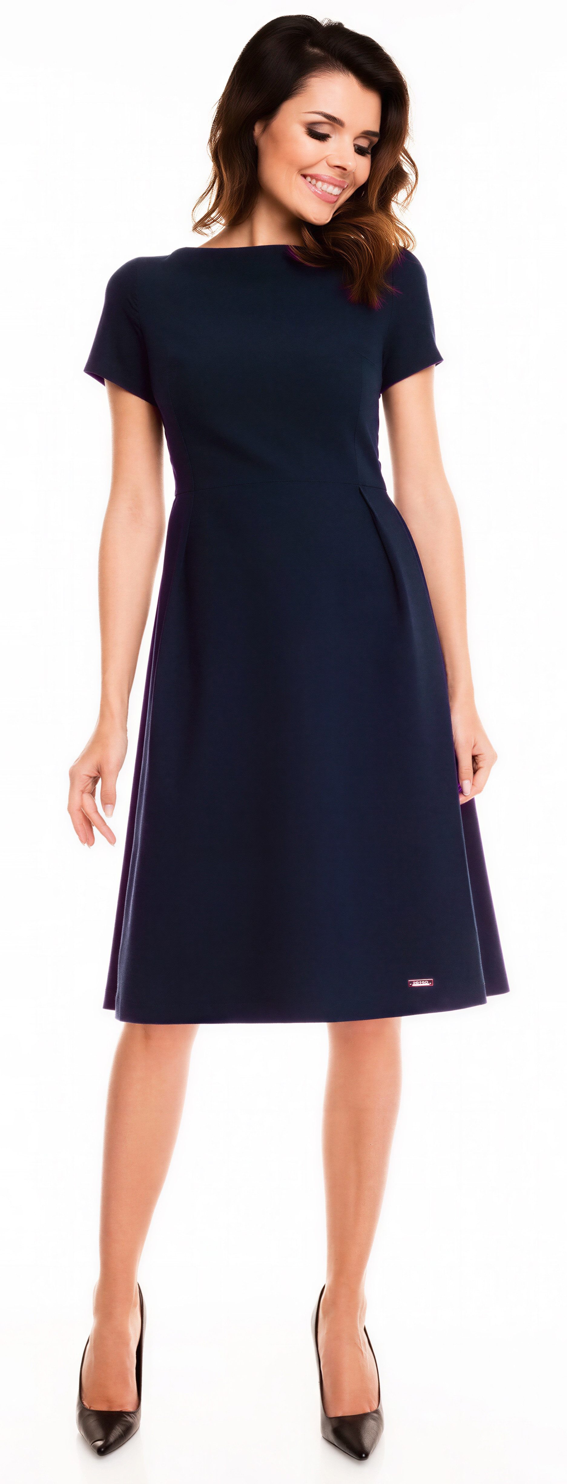 Awama Midikleid mit kurzen Ärmeln und ausgestelltem Rockteil leicht ausgestellter Rock