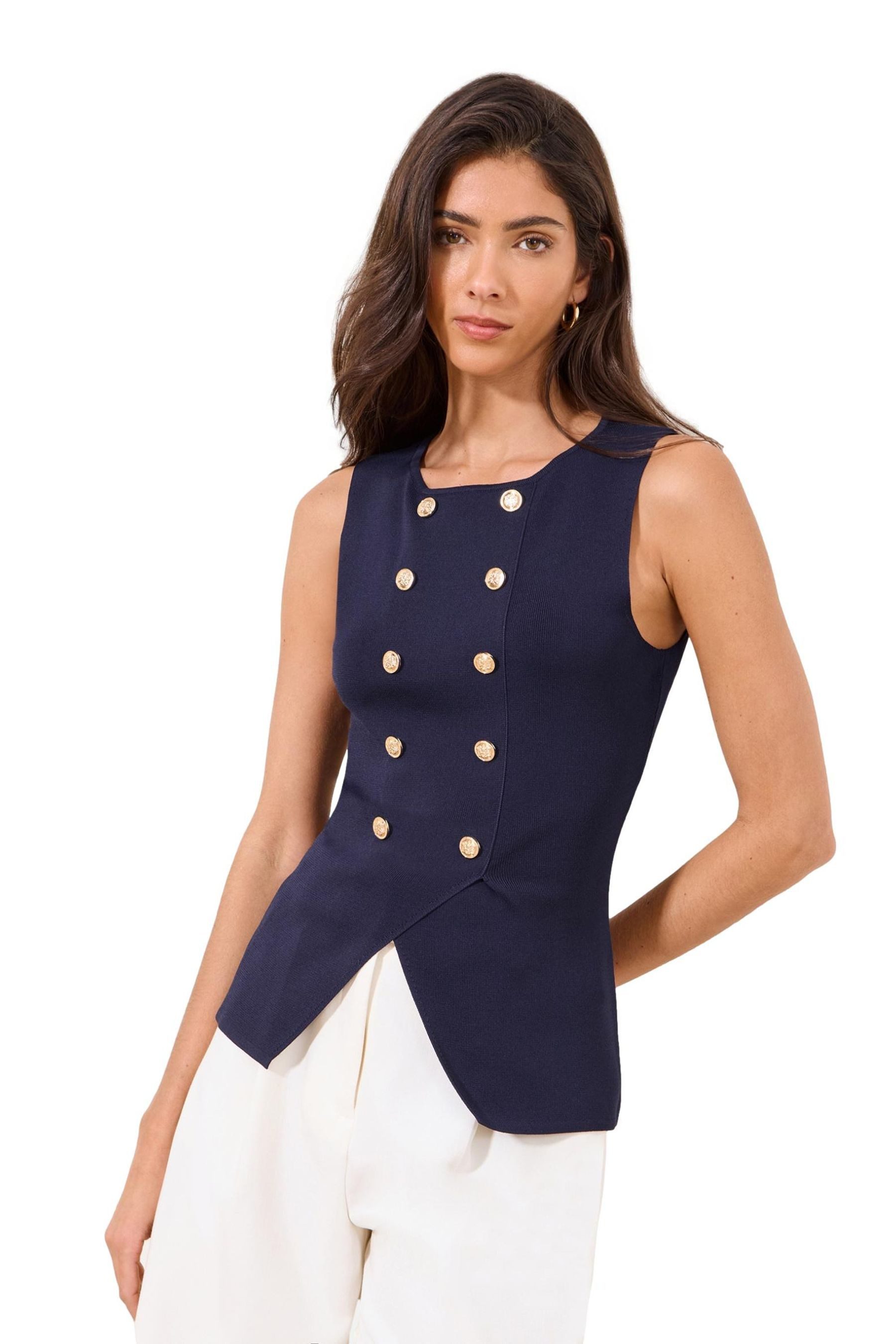 LIPSY Blusentop Lipsy zweireihiges Strickwesten-Oberteil (1-tlg)