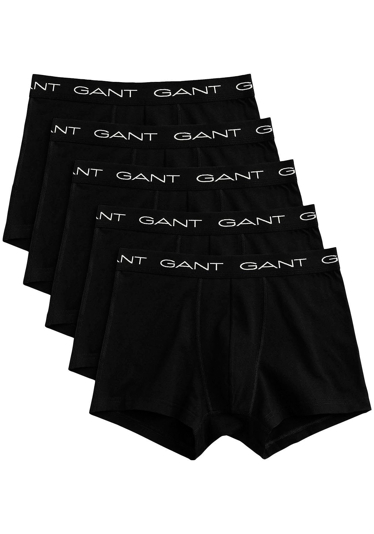5-PACK elastischem 5) 5-St., GANT-Logobund Boxershorts Gant TRUNK mit Black (Packung,