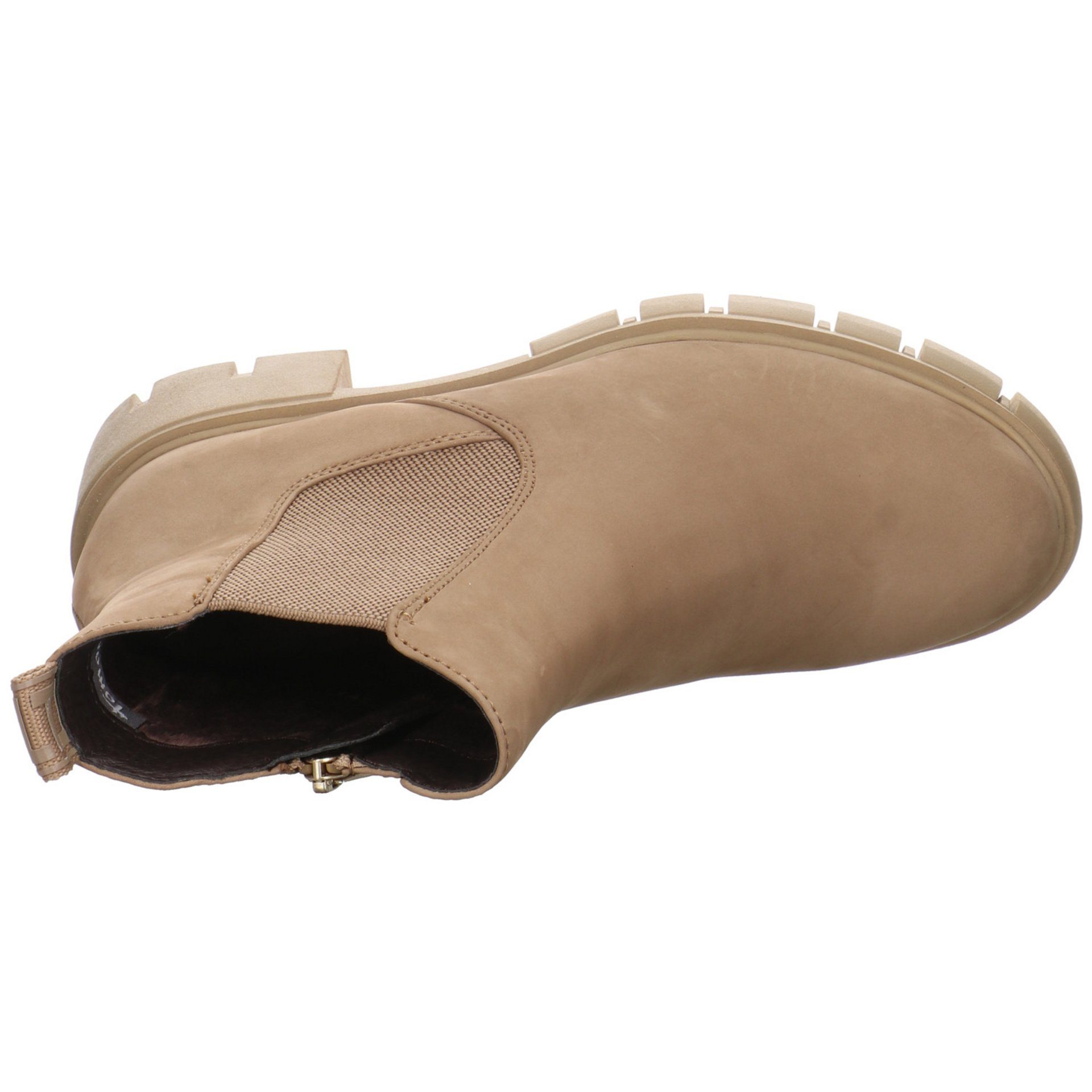 Tamaris Damen (21203969) Stiefeletten Beige Leder-/Textilkombination Schuhe Stiefelette Chelsea Boots