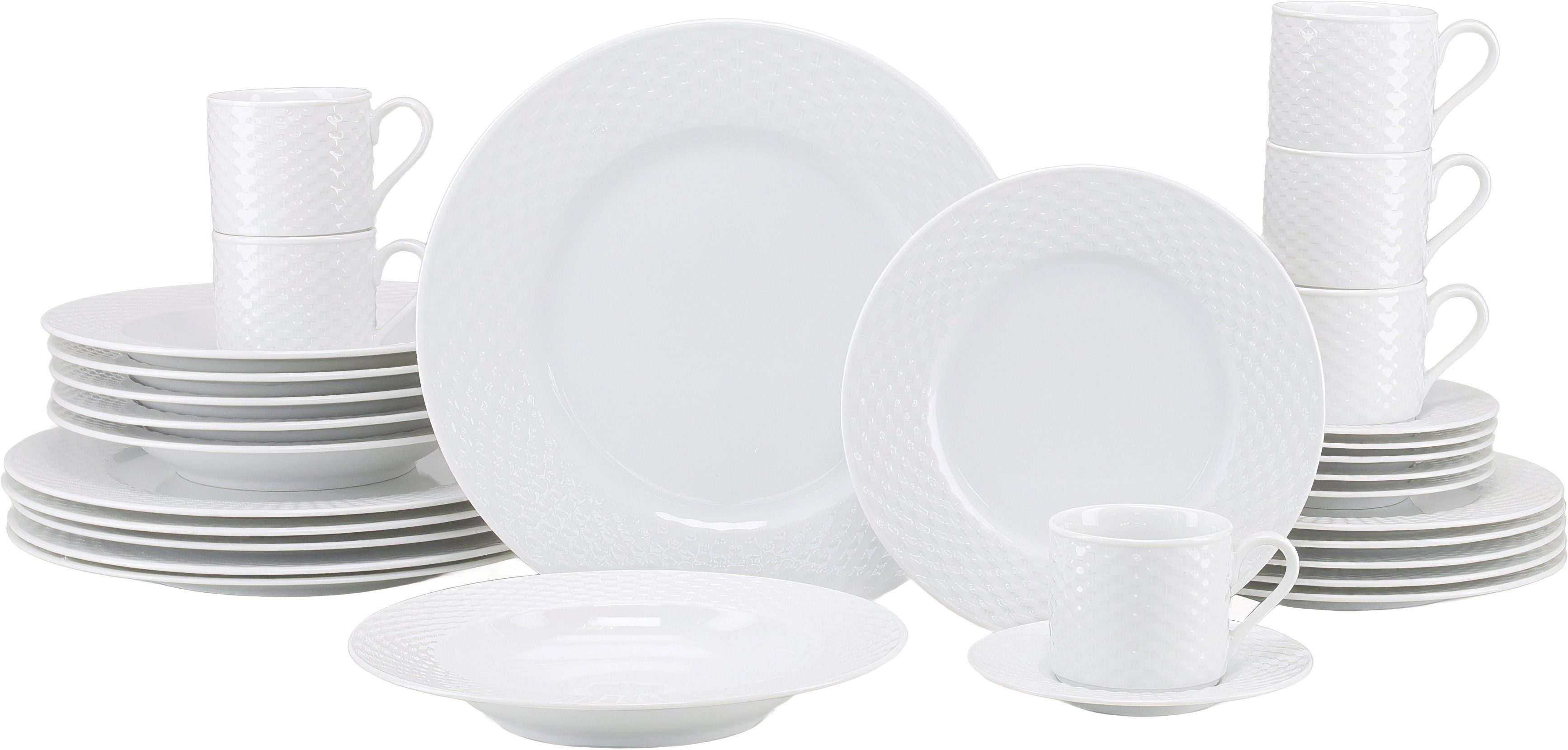 CreaTable Kombiservice Polo, Service 30-tlg. (30-tlg), 6 Personen, Porzellan, Daily Use, Zeitlos
