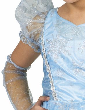 Funny Fashion Prinzessin-Kostüm Eisprinzessin Kostüm "Anna" für Mädchen - Blau Weiß, Eiskönigin Glitzerkostüm mit Eiskristallen