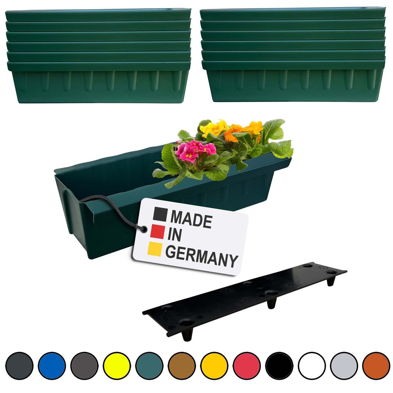 BURI Blumenkasten Europaletten Blumenkasten Dunkelgrün 12x zum Anhängen Pflanzkasten