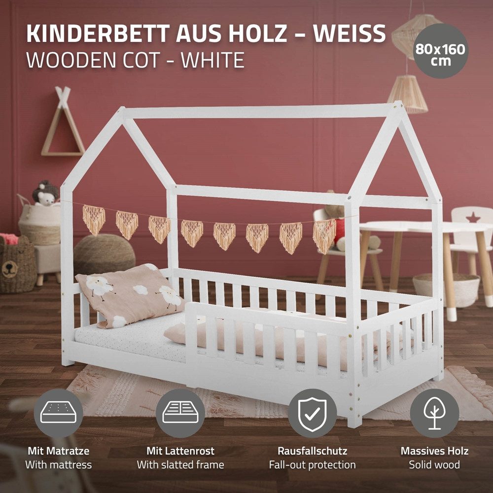ML-DESIGN Spielbett Hausbett Kinderbett inkl. Lattenrost günstig online kaufen