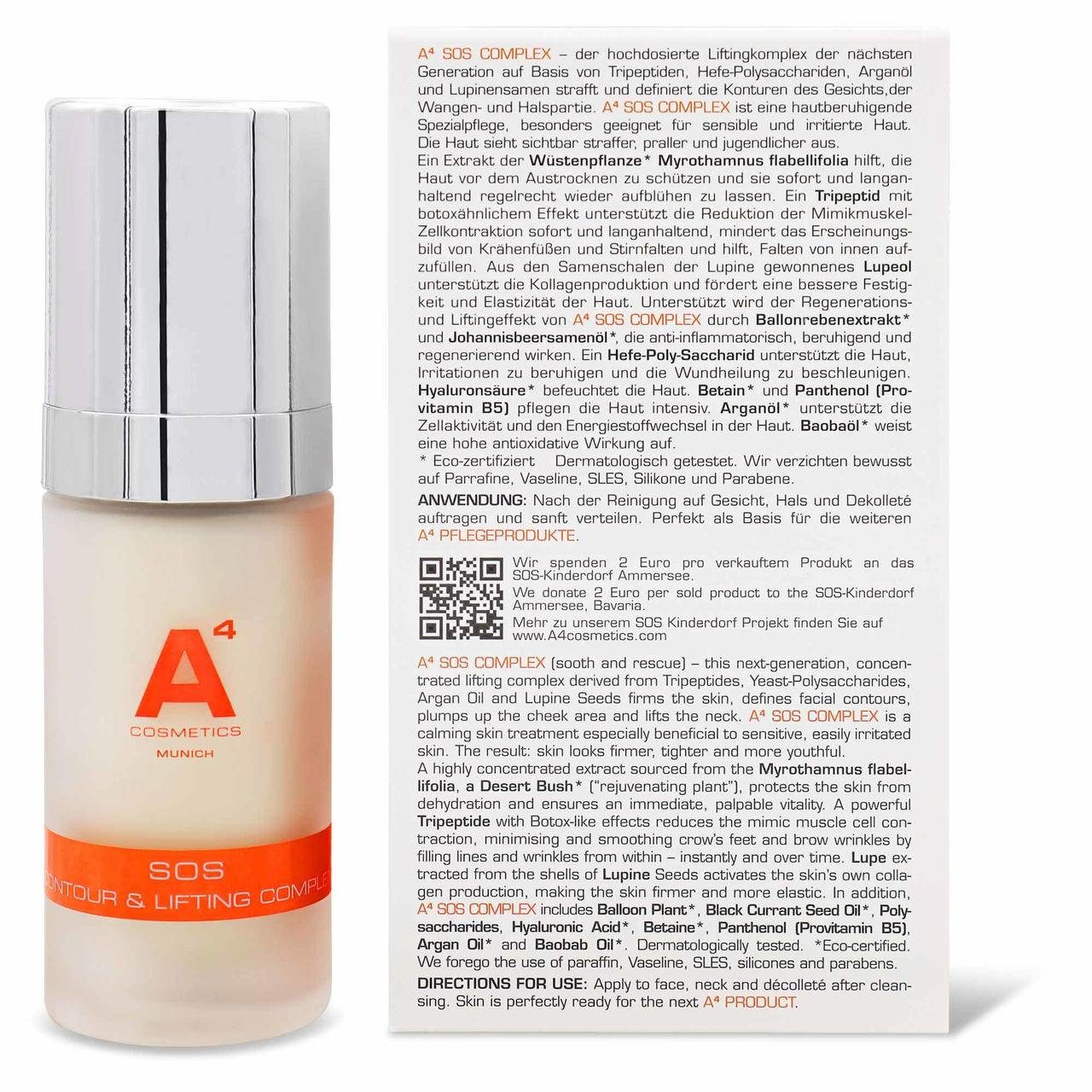 A4 Cosmetics Bodylotion SOS Contour & Lifting Complex, Straffende Wirkung: Tripeptide, Hefe-Polysaccharid
