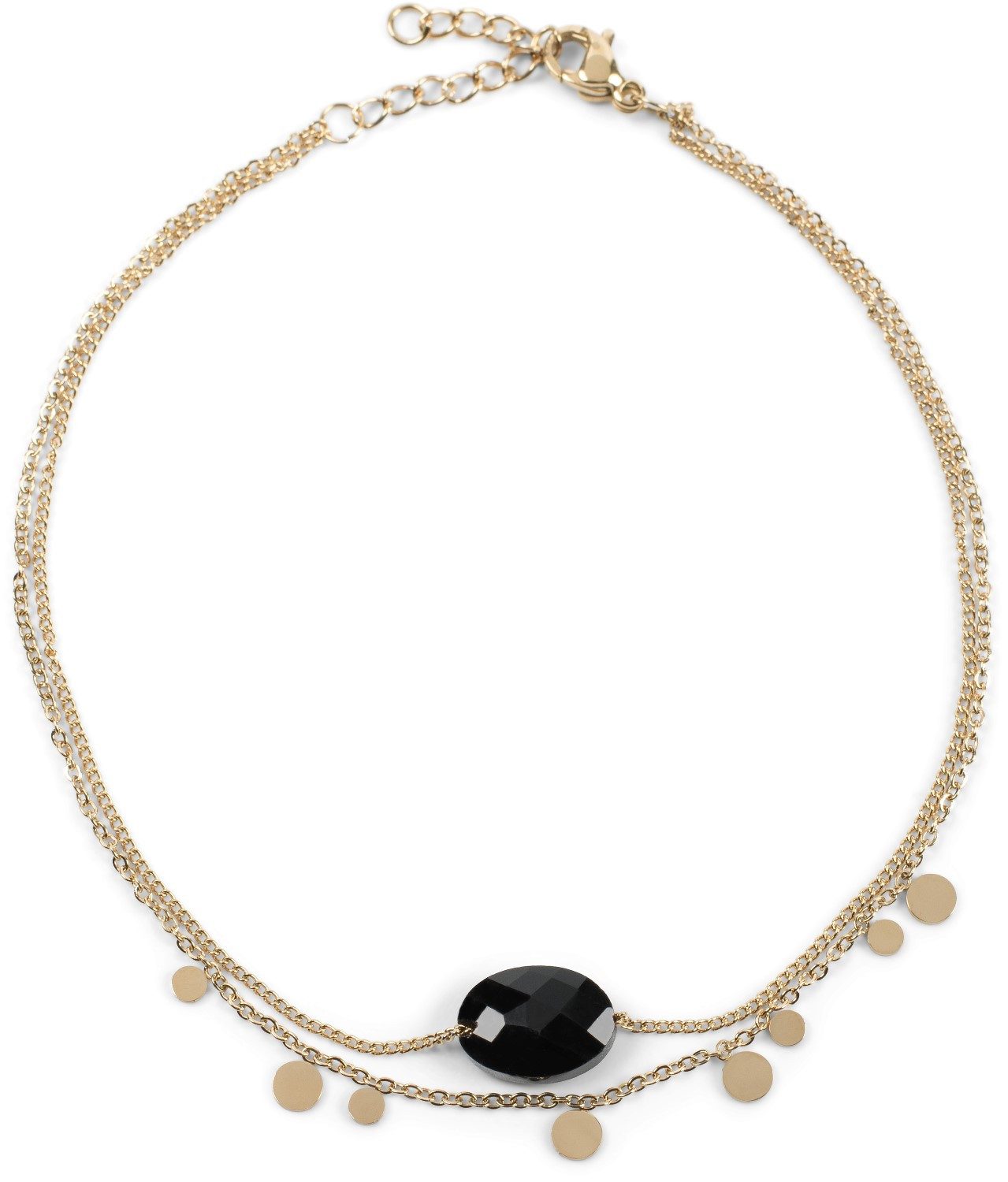 styleBREAKER Fußkette mit Anhänger Mehrlagiges Fußkettchen mit Plättchen und Stein (1-tlg)
