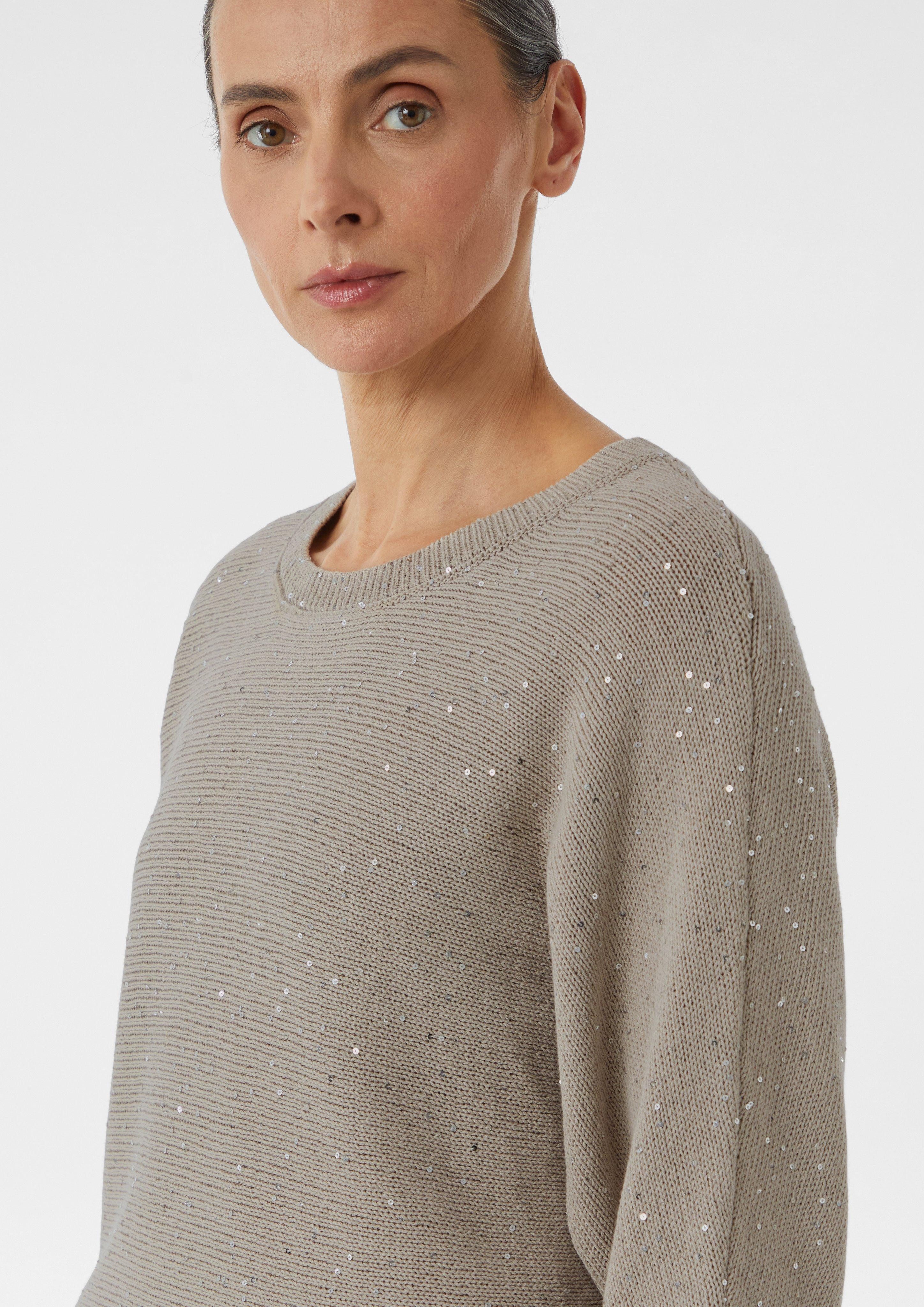 Comma Kurzarmshirt Strickpullover mit Pailletten günstig online kaufen