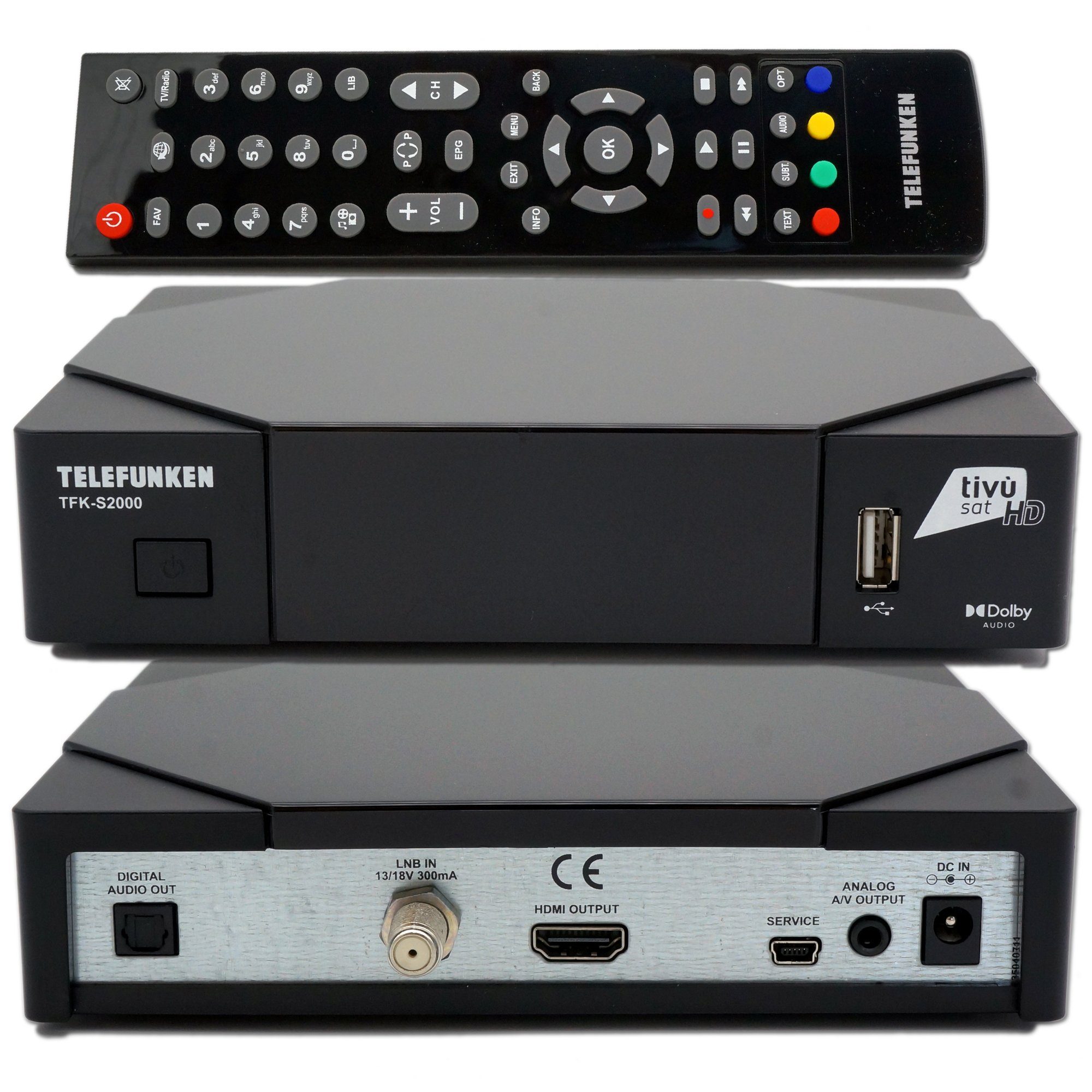 TFK-S2000 DVB-S2 Full HD Sat Receiver HEVC, mit TiVuSat HD Karte SAT-Receiver