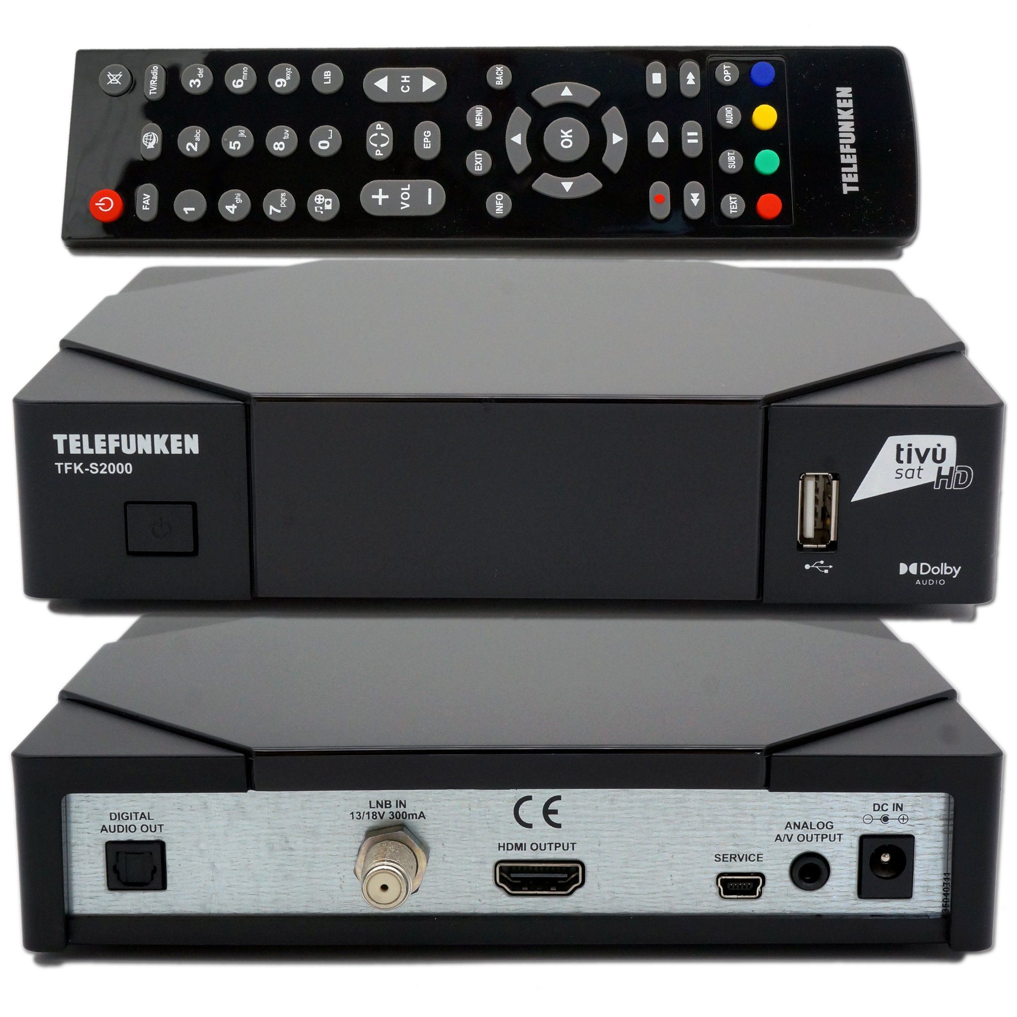 Telefunken TFK-S2000 DVB-S2 Full HD Sat Receiver HEVC, zertifiziert mit TiVuSat SAT-Receiver | SAT-Receiver