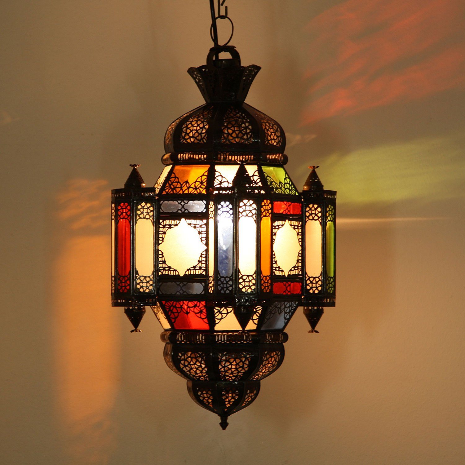 Casa Moro Deckenleuchte Marokkanische Deckenlampe Hängeleuchte Moula-Maurice Multi, ohne Leuchtmittel, Kunsthandwerk aus Marokko, Weihnachtsdeko