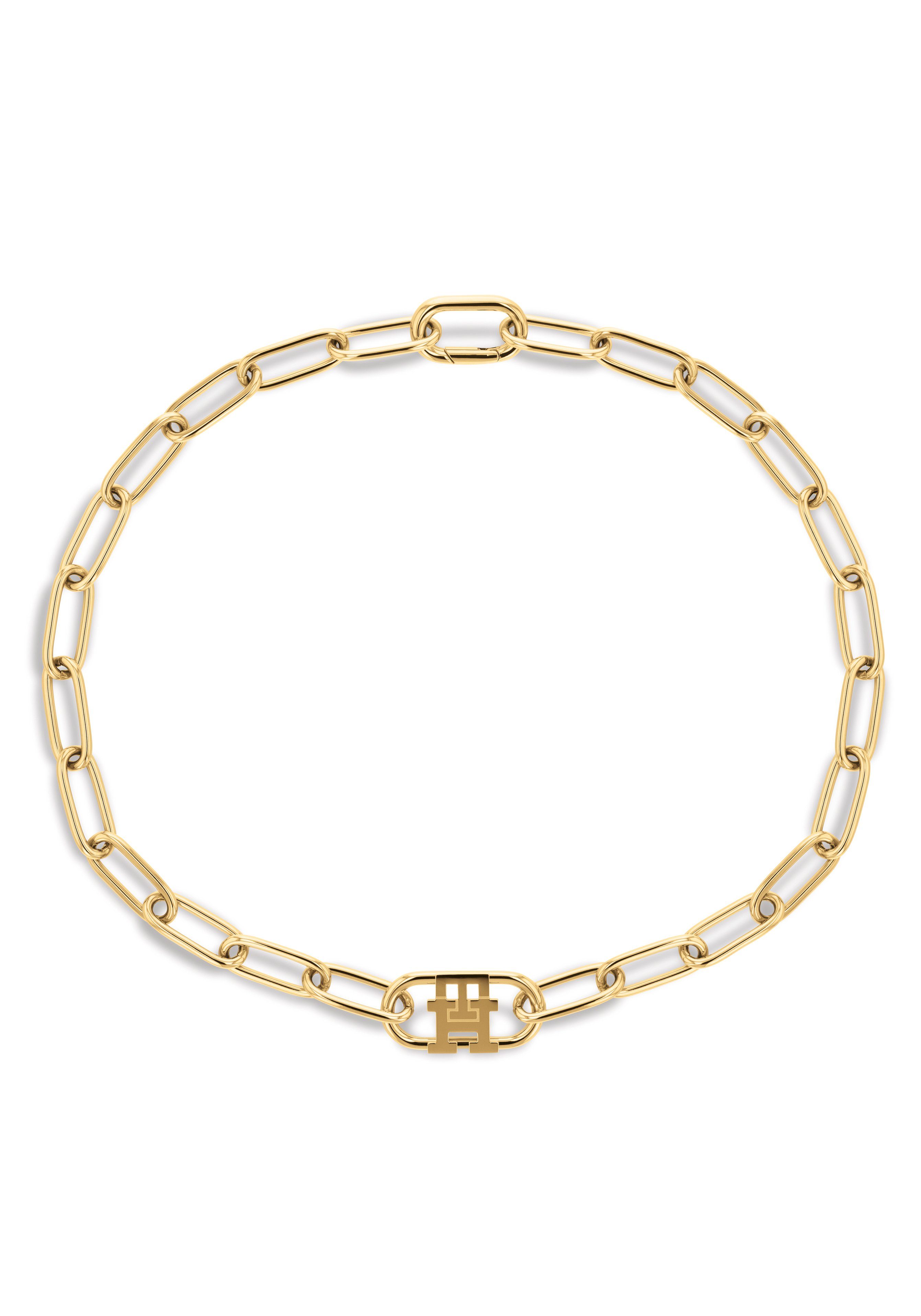 Tommy Hilfiger Kette mit Anhänger Schmuck Edelstahl Halsschmuck Ankerkette, mit Zirkonia (synth)