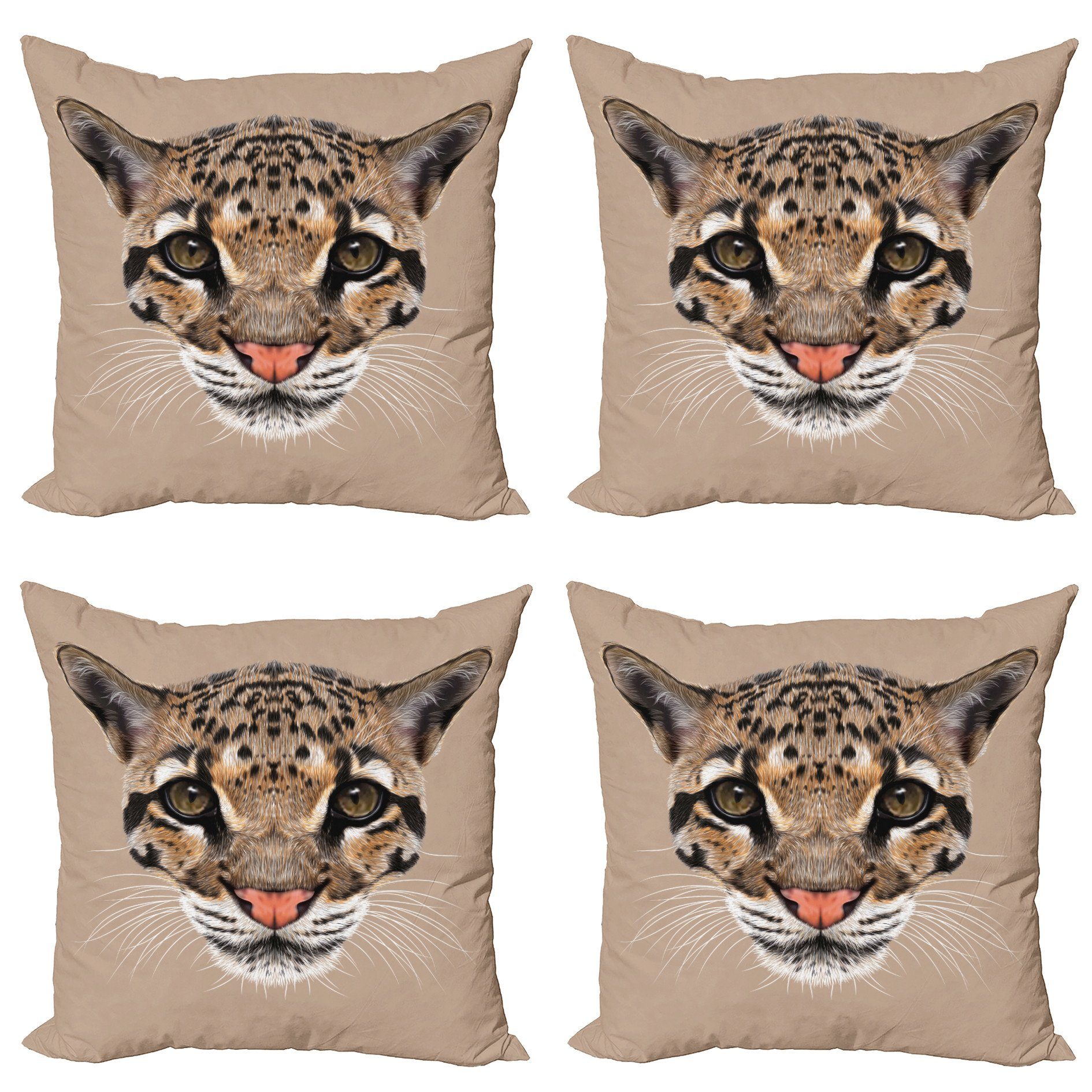 Kissenbezüge Modern Accent Doppelseitiger Digitaldruck, Abakuhaus (4 Stück), Tier Baby-Leopard-wilde