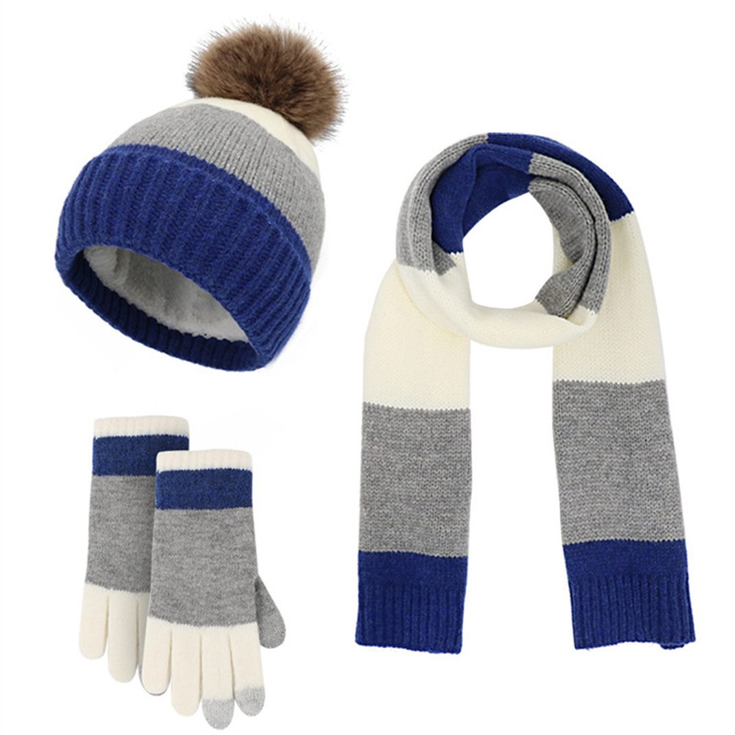 Sets, im LYDMN Handschuhe Winter dreiteiliges Warmhalten Mütze drei & Schal gestricktes Warm Schal Set Mütze