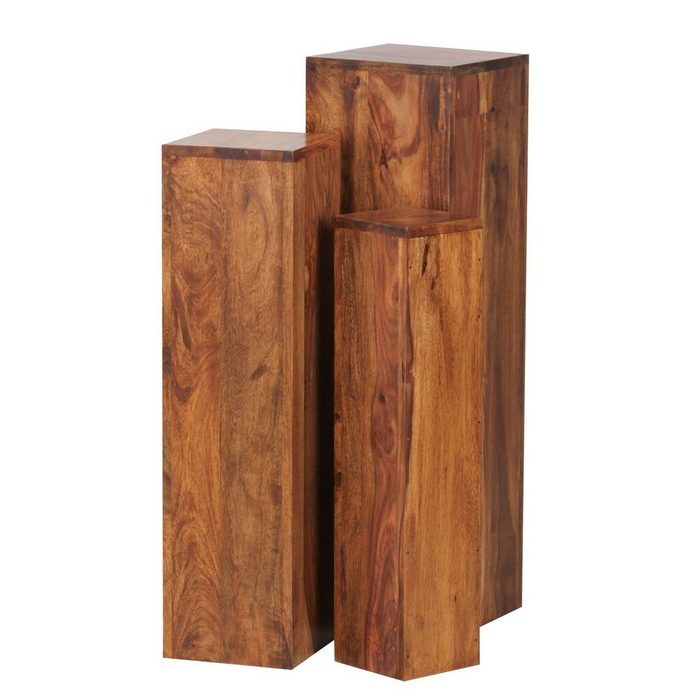 KADIMA DESIGN Beistelltisch 3 Set Massivholz 24 5x85x24 5cm Dekosäulen