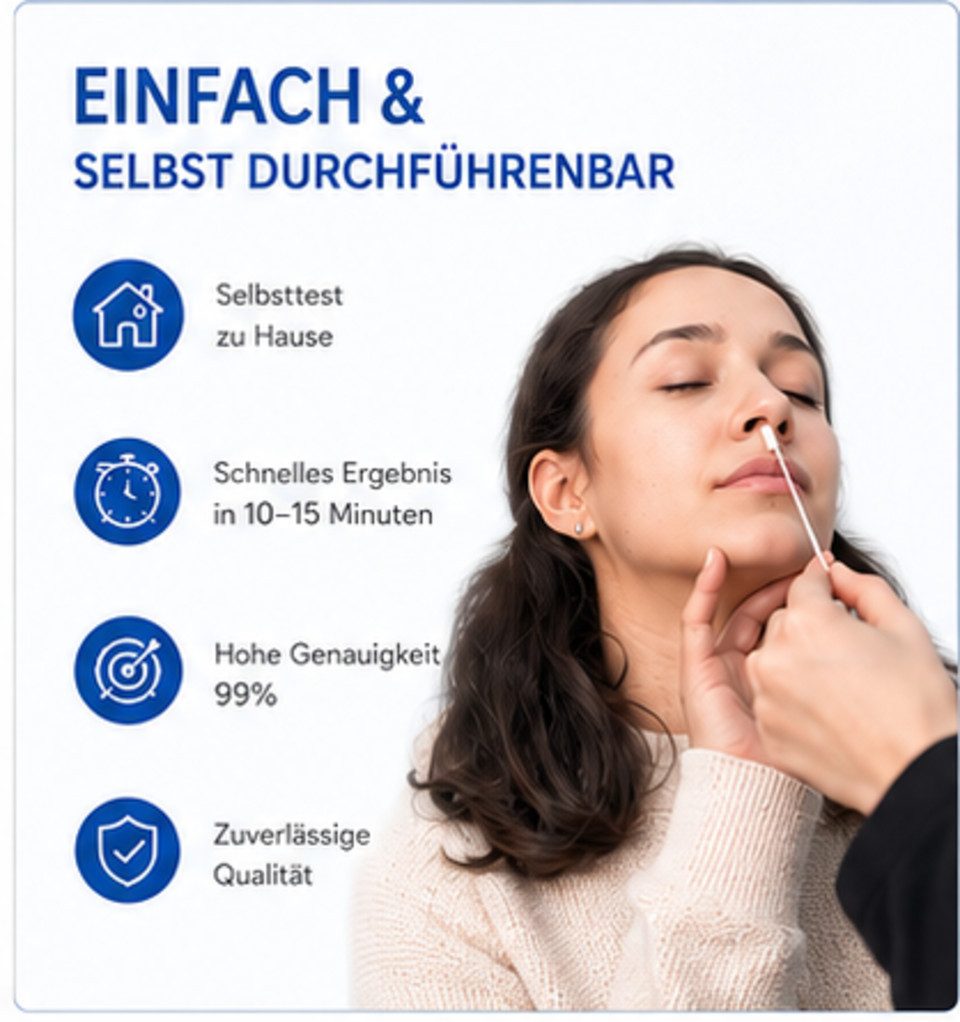 Safecare Bio-Tech Influenza-Schnelltest Erkältungstest - Corona + Influenza A/B 3in1 Schnelltest, 3 Messparameter, 5-tlg., Schnelles Ergebnis, einfache Handhabu – Bild 4 von 5
